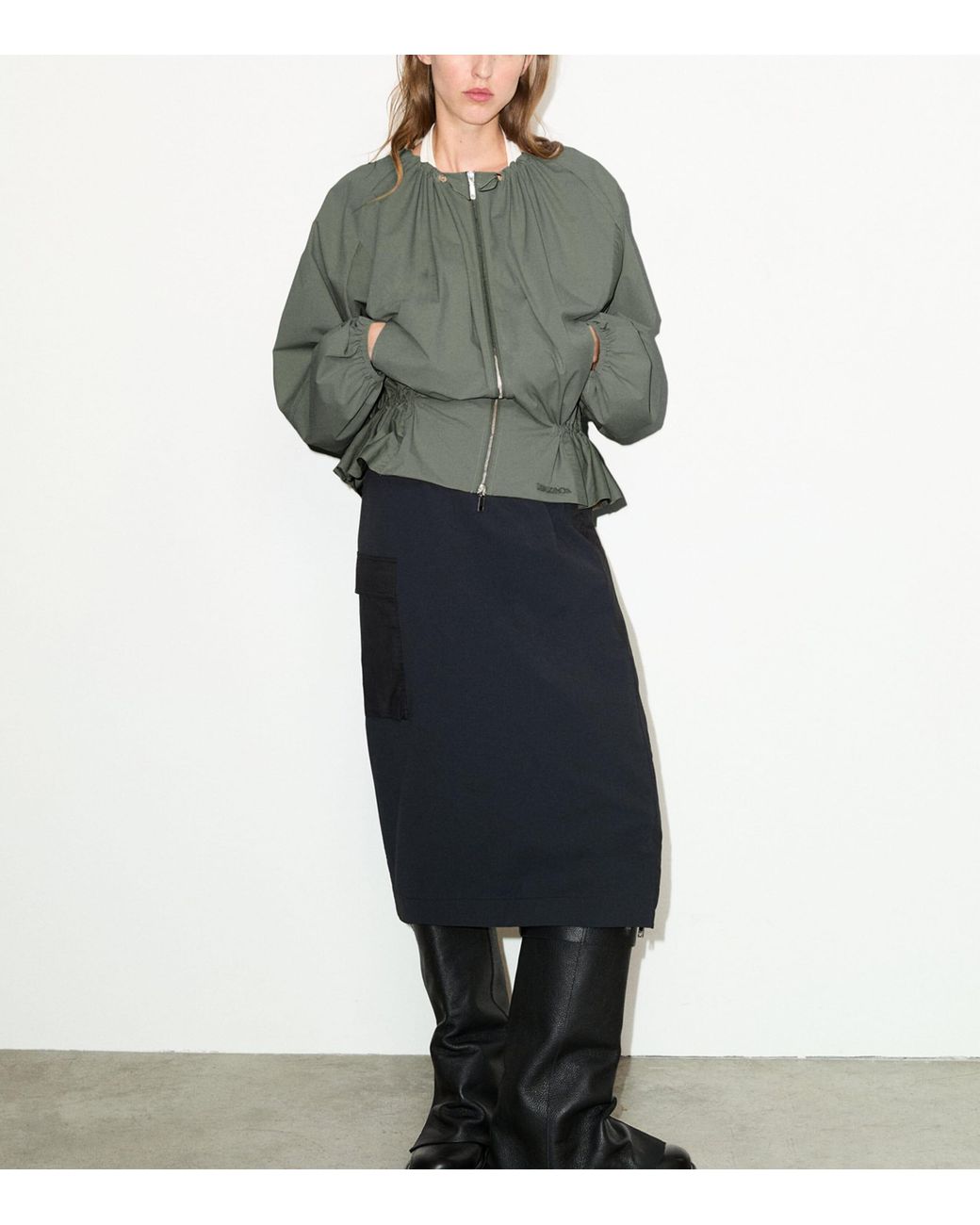 MAX&Co. Blue Technical Jersey Midi Skirt