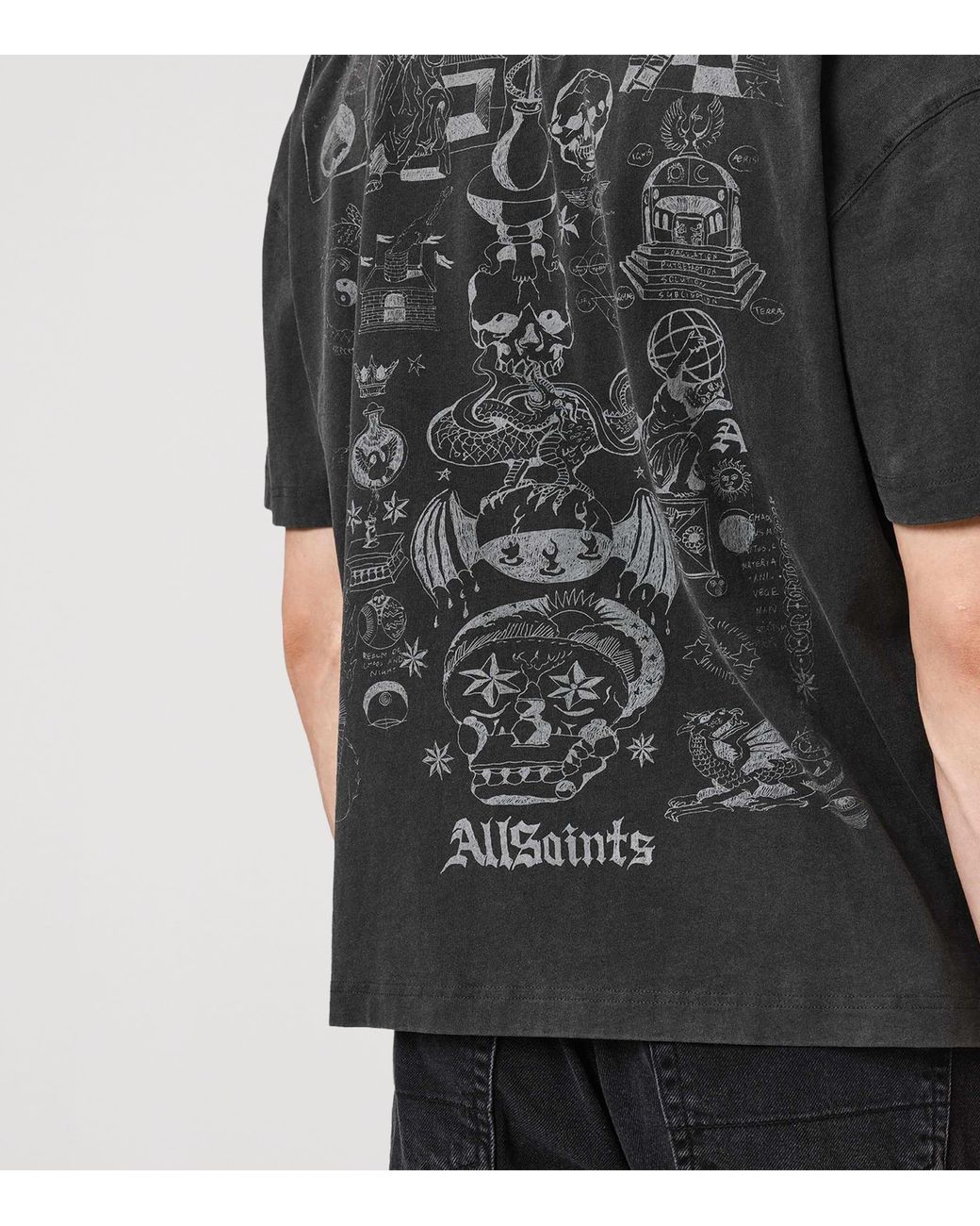 AllSaints Black Organic Cotton Ignis T-Shirt for men
