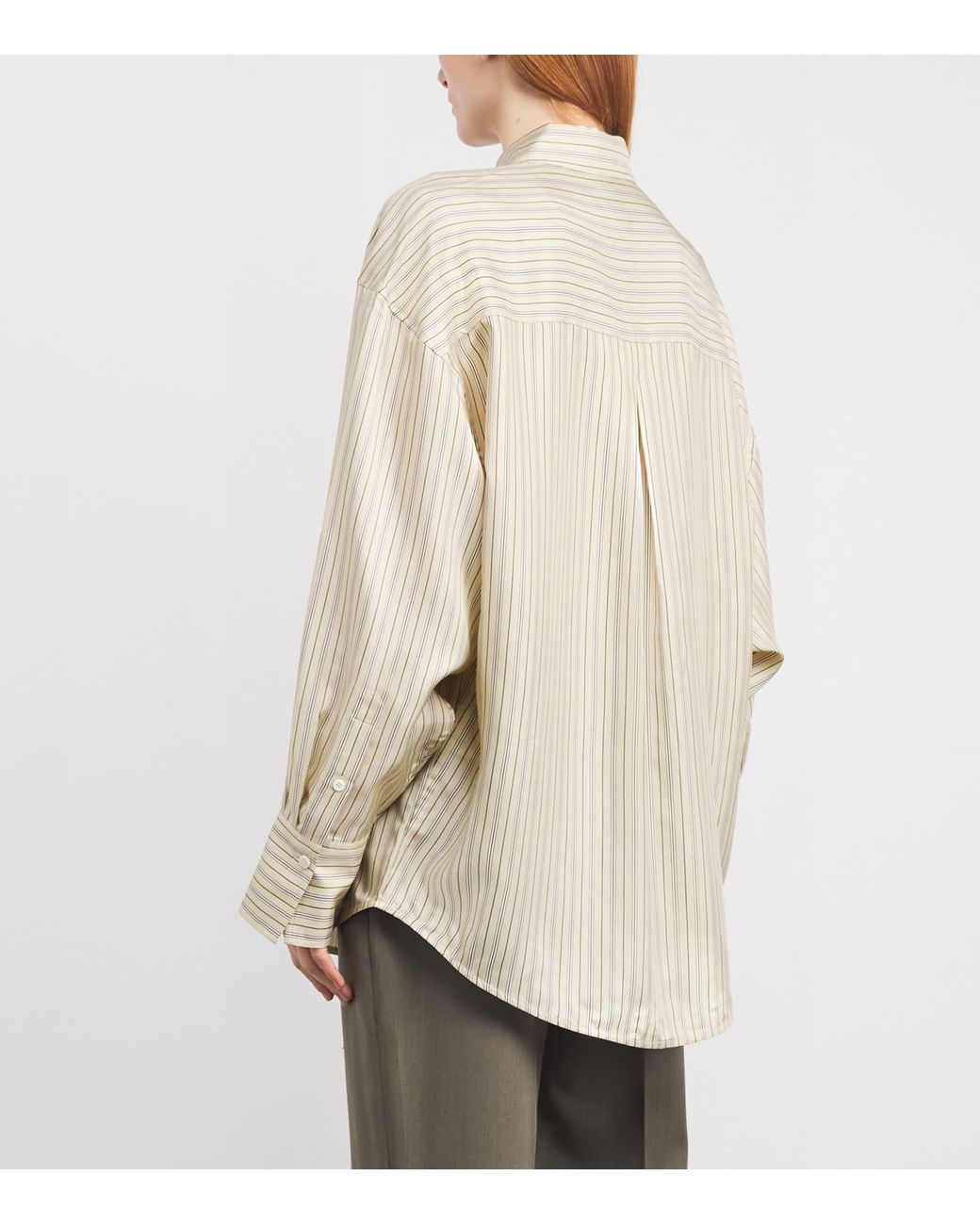 Totême  White Silk Oversized Stripe Shirt