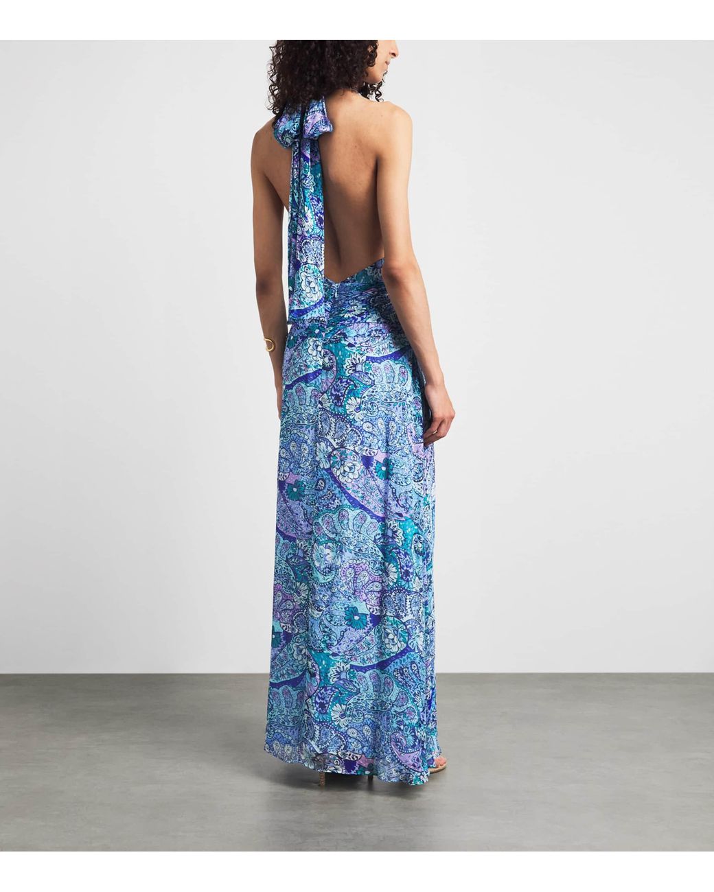 Rixo Blue Chiffon Alaina Maxi Dress