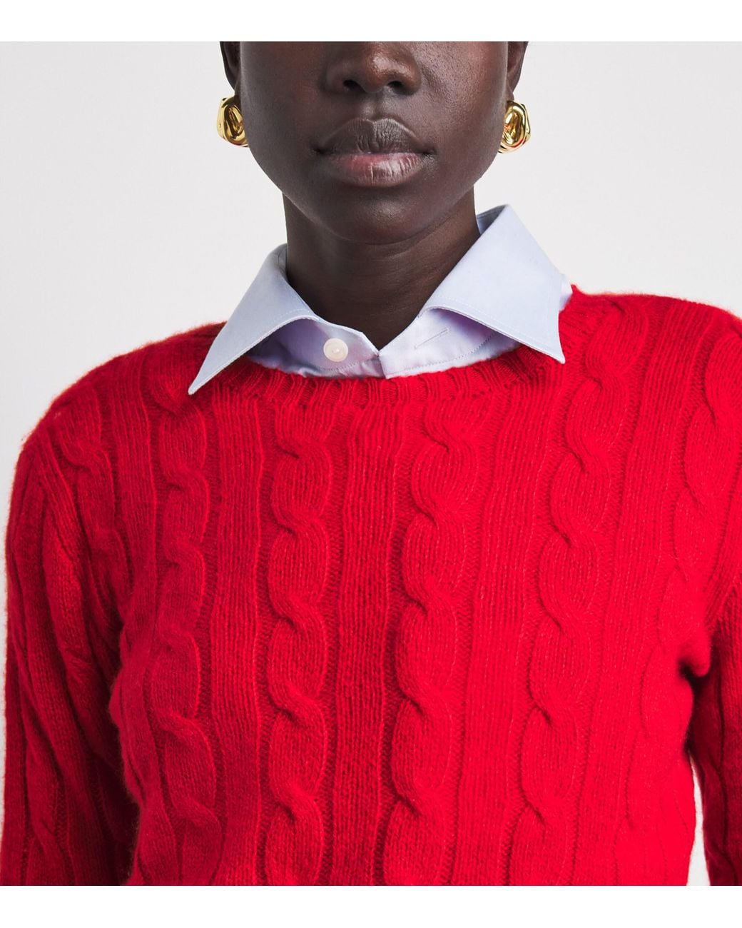 Polo Ralph Lauren Red Cashmere Cable-Knit Julianna Sweater