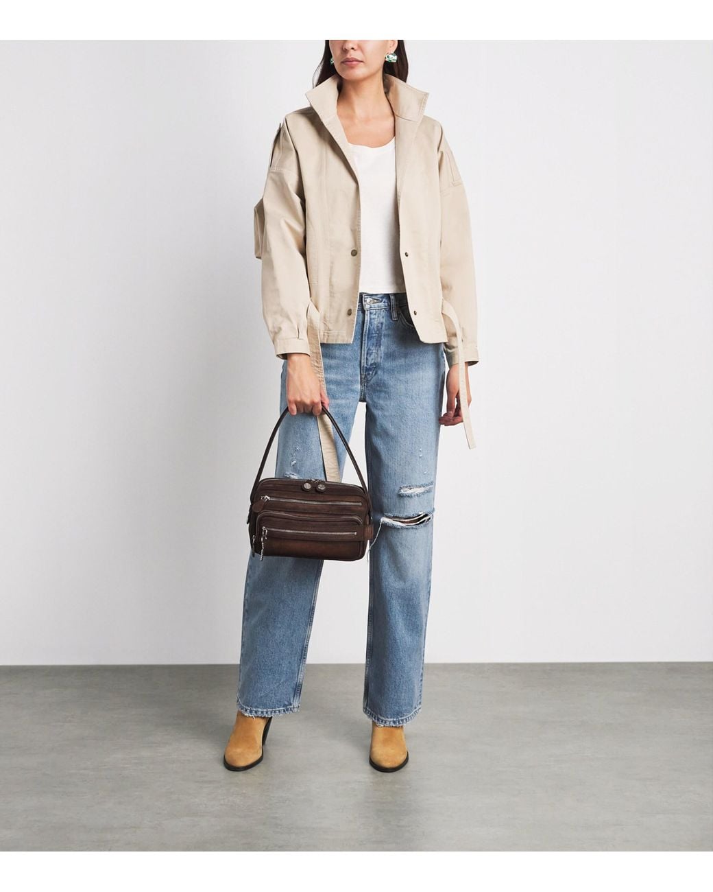 Re/done Blue Distressed Mid-Rise Straight Jeans