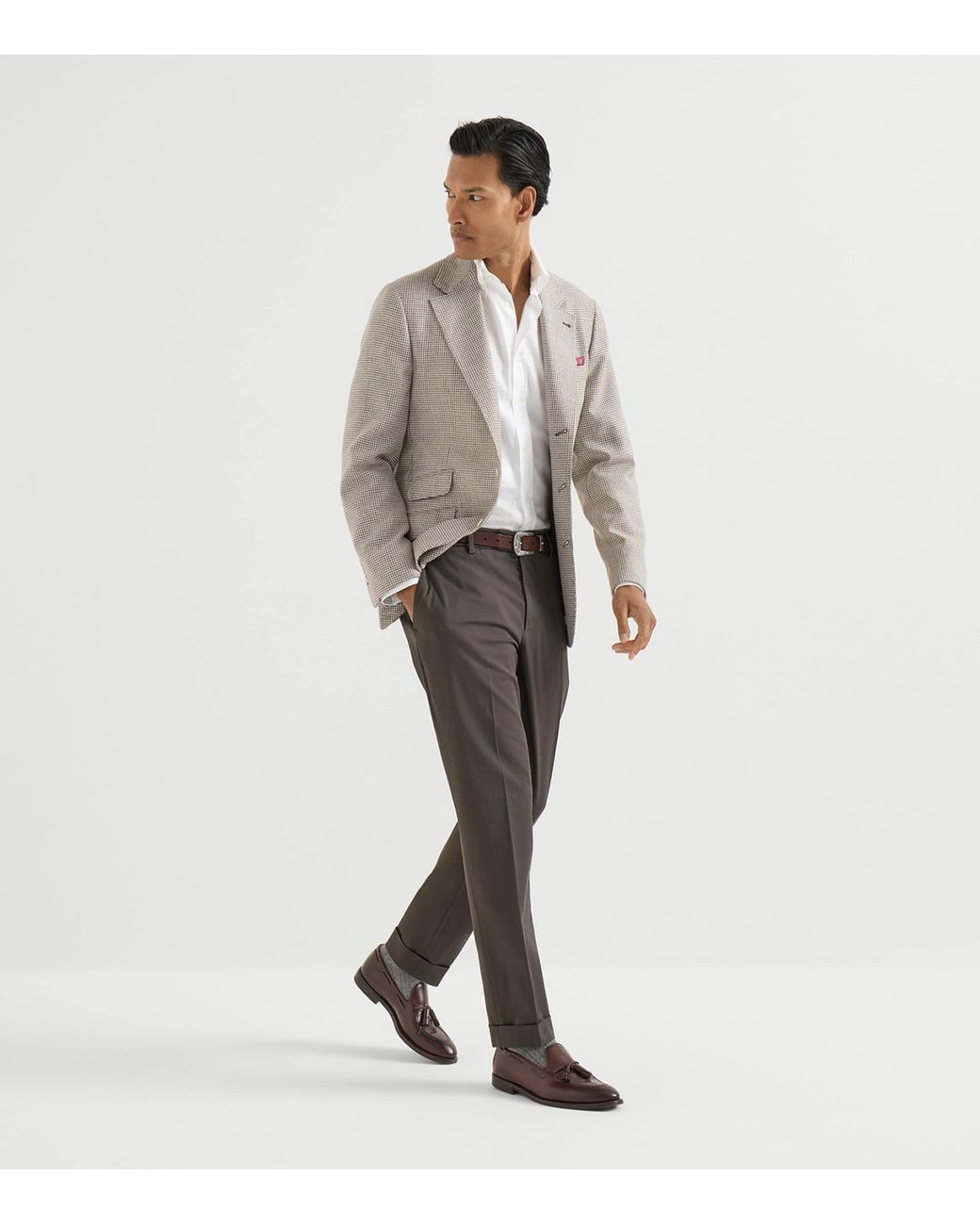 Brunello Cucinelli Gray Stretch-Cotton Gabardine Trousers for men