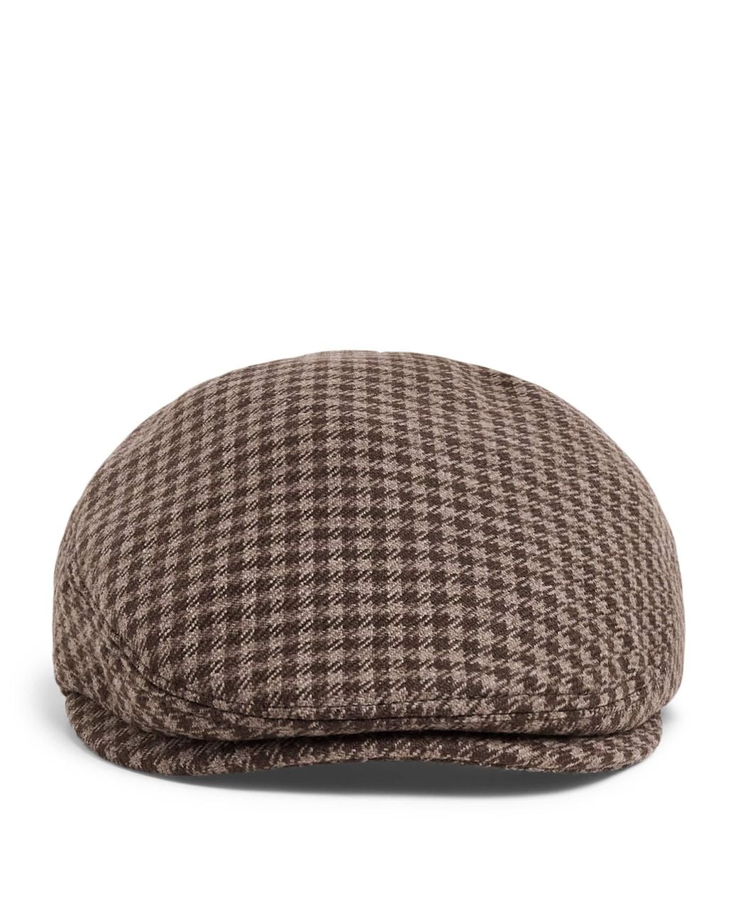 James Purdey & Sons Brown Wool-Cashmere Tweed Houndstooth Litton Cap for men