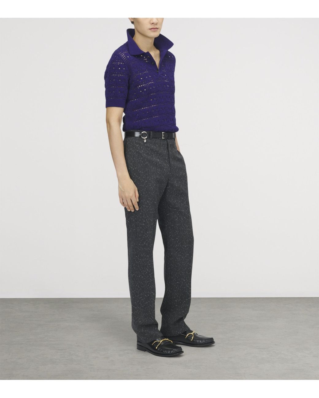 McQueen Blue Crochet-Skull Polo Shirt for men