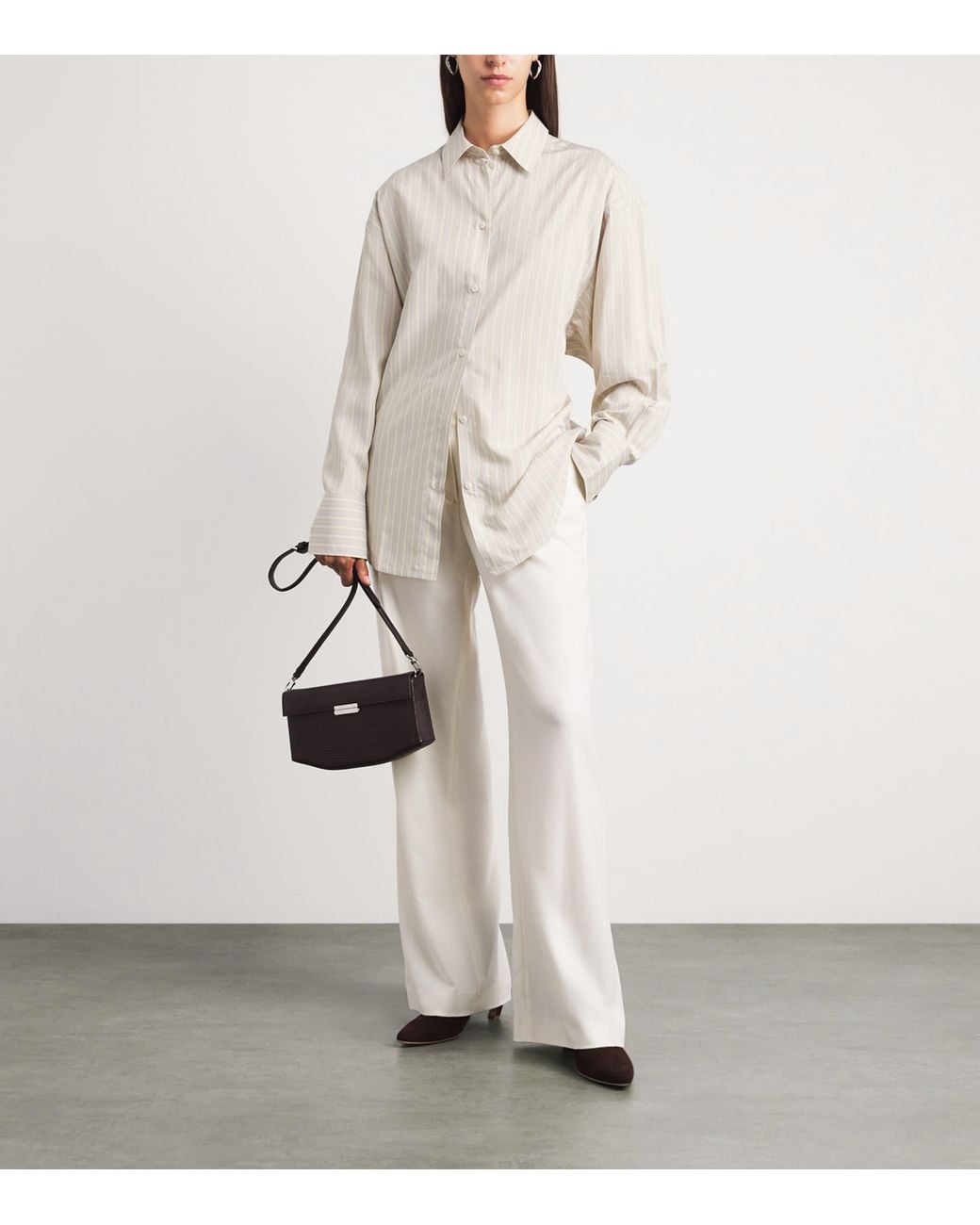 Totême White Silk Oversized Stripe Shirt