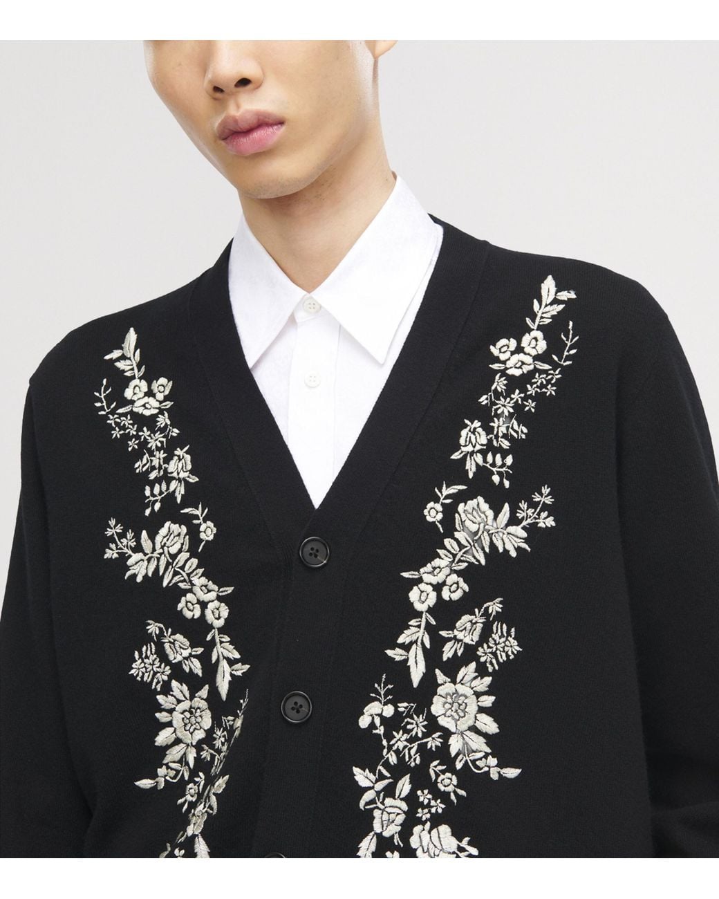 McQueen Black Wool Embroidered Cardigan for men