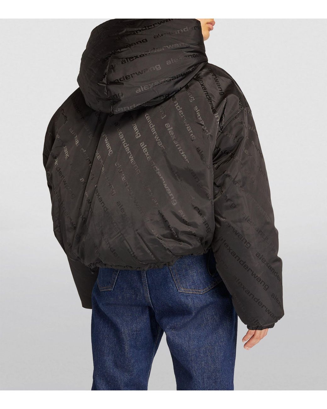 関税送料込Alexander Wang Puffer Jacket Alexander Wang Cropped Bleached Denim Puffer Jacket Blue