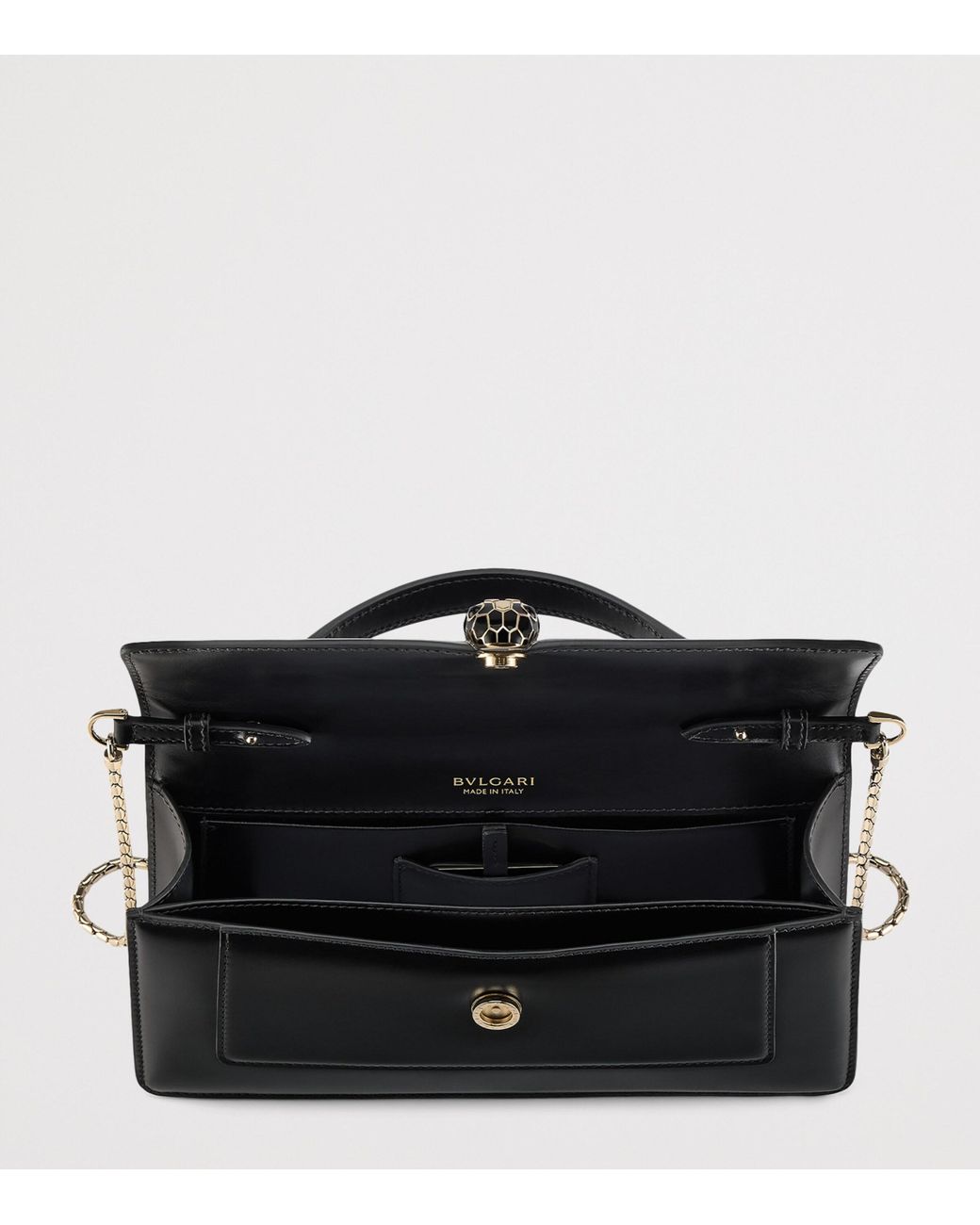 BVLGARI Black Leather Serpenti Forever Top-Handle Bag