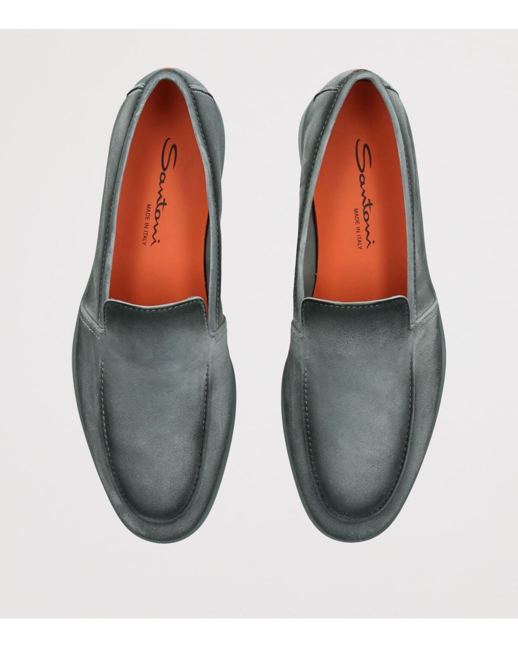 Santoni Green Suede Malibu Loafers for men