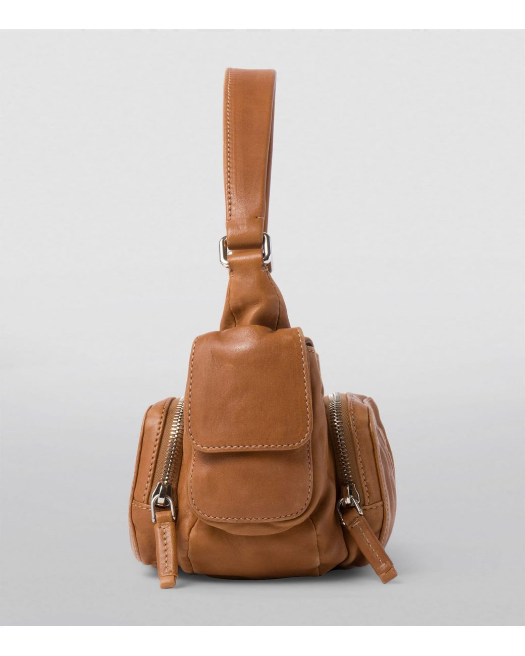 Miu Miu Brown Nappa Leather Pocket Shoulder Bag