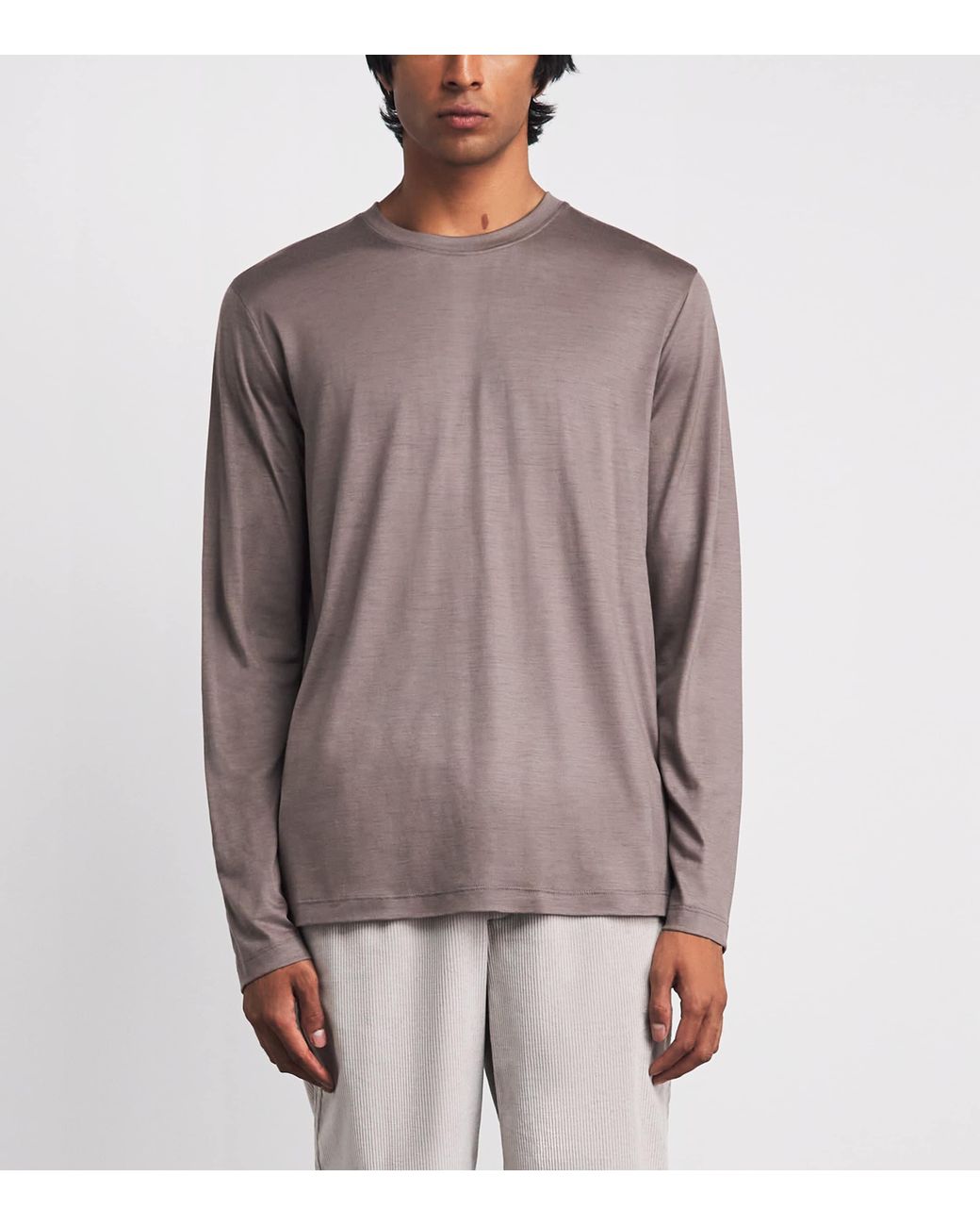Sease Brown Virgin Wool Long-Sleeve T-Shirt for men