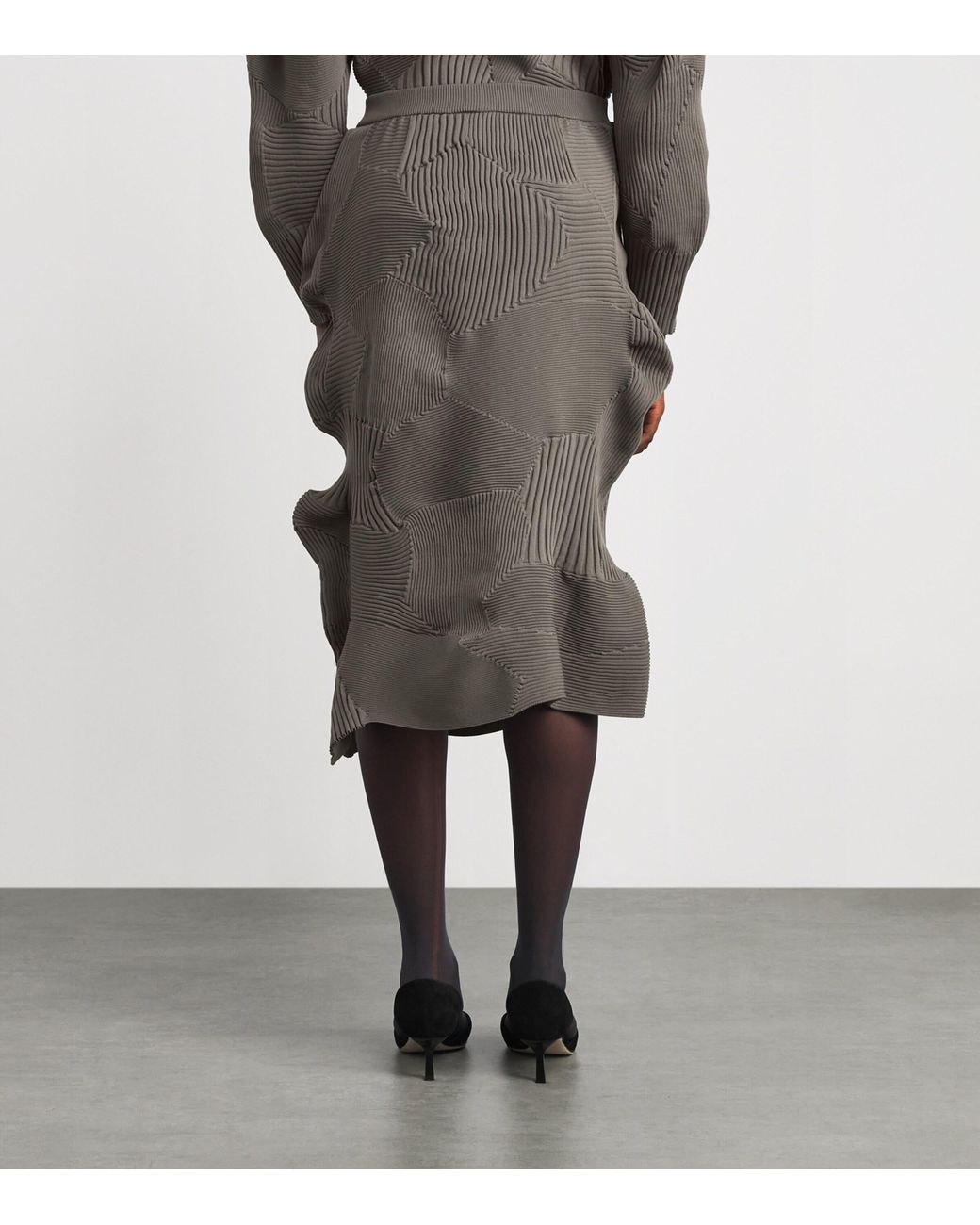 Issey Miyake Gray Kone Kone Midi Skirt