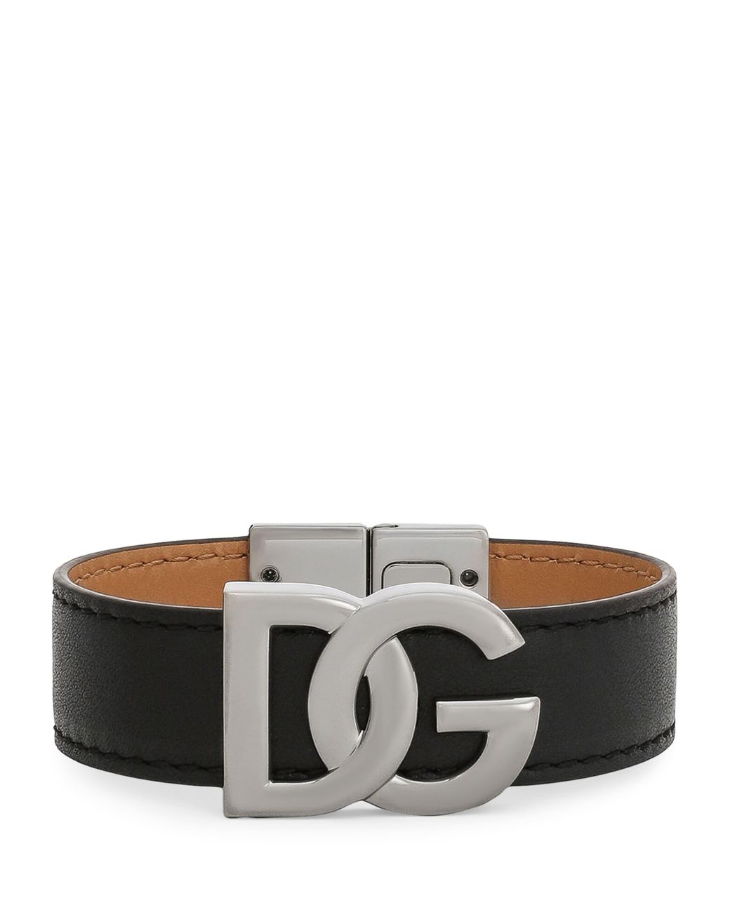 Dolce & Gabbana Brown Leather Monogram Cuff for men
