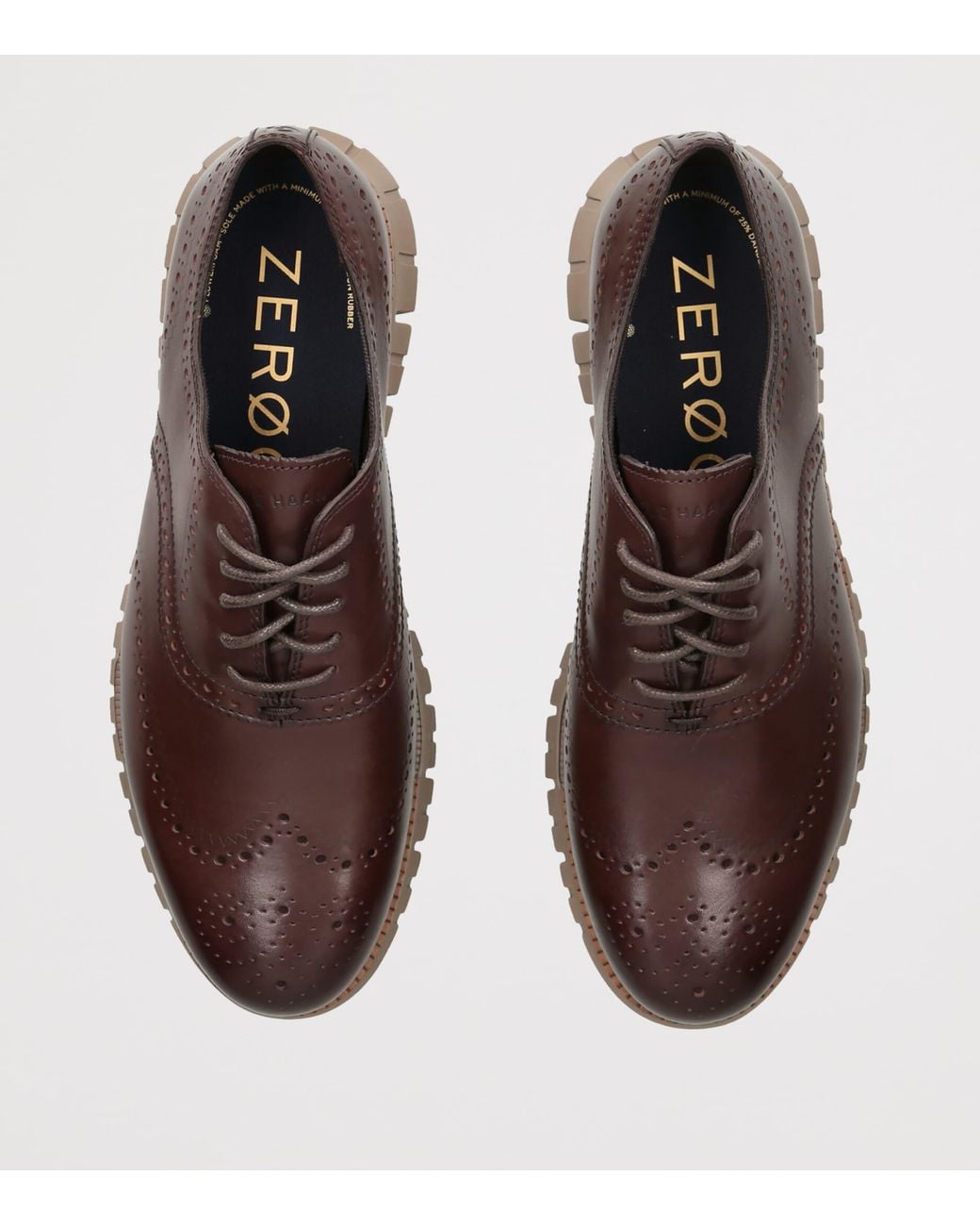 Cole Haan Brown Leather Zerøgrand Remastered Wingtip Oxford Shoes for men