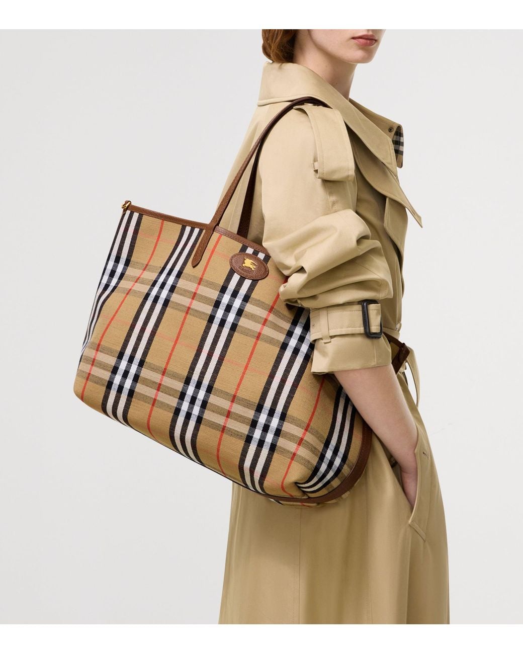 Burberry Brown Medium Suede-Check Reversible Bloomsbury Tote Bag