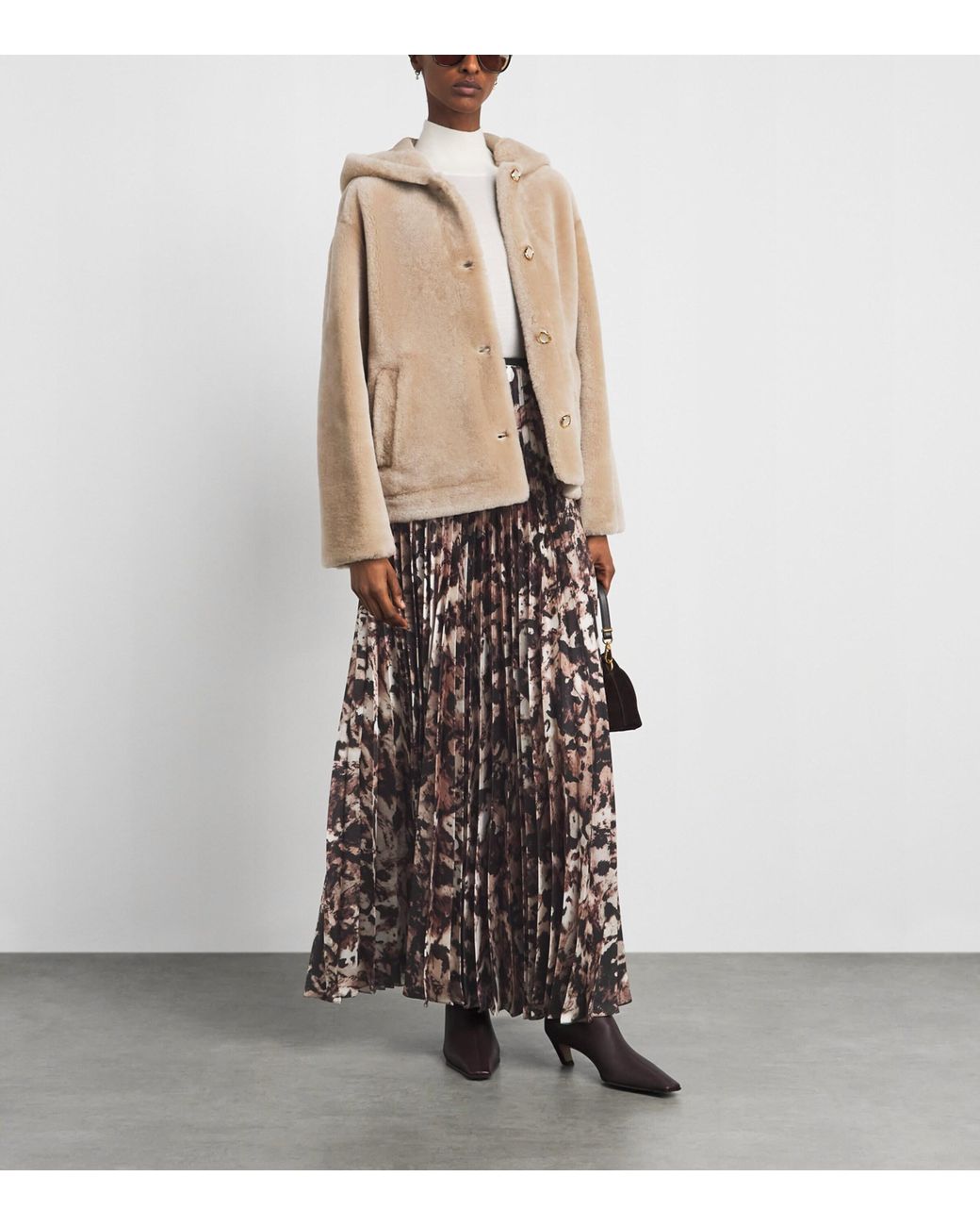 Agnona Multicolor Printed Pleated Midi Skirt