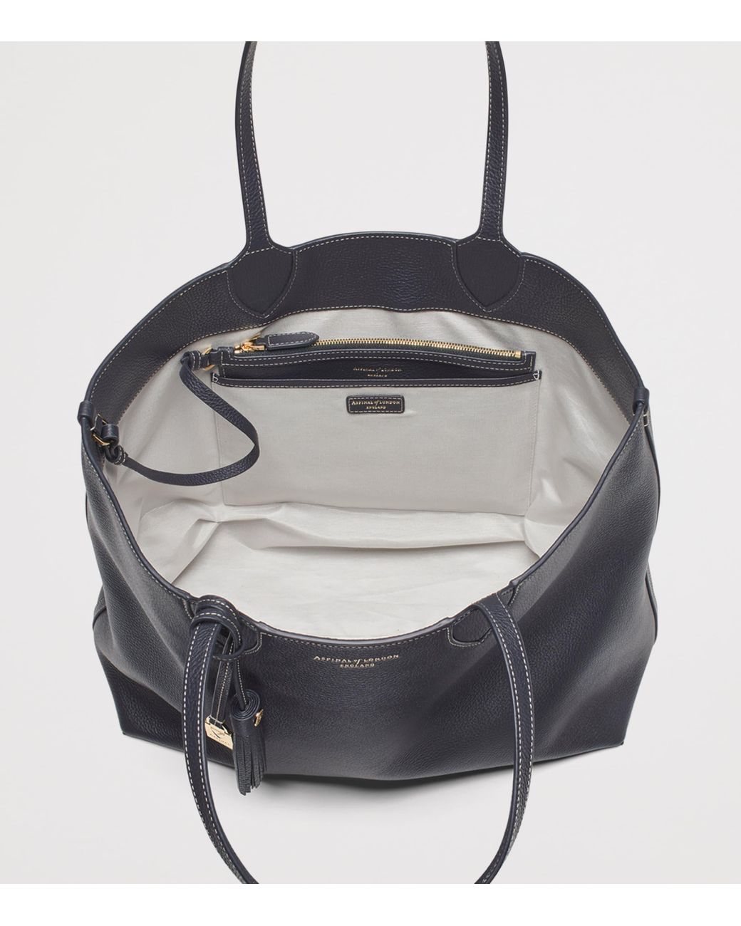 Aspinal Black Leather Hudson Tote Bag