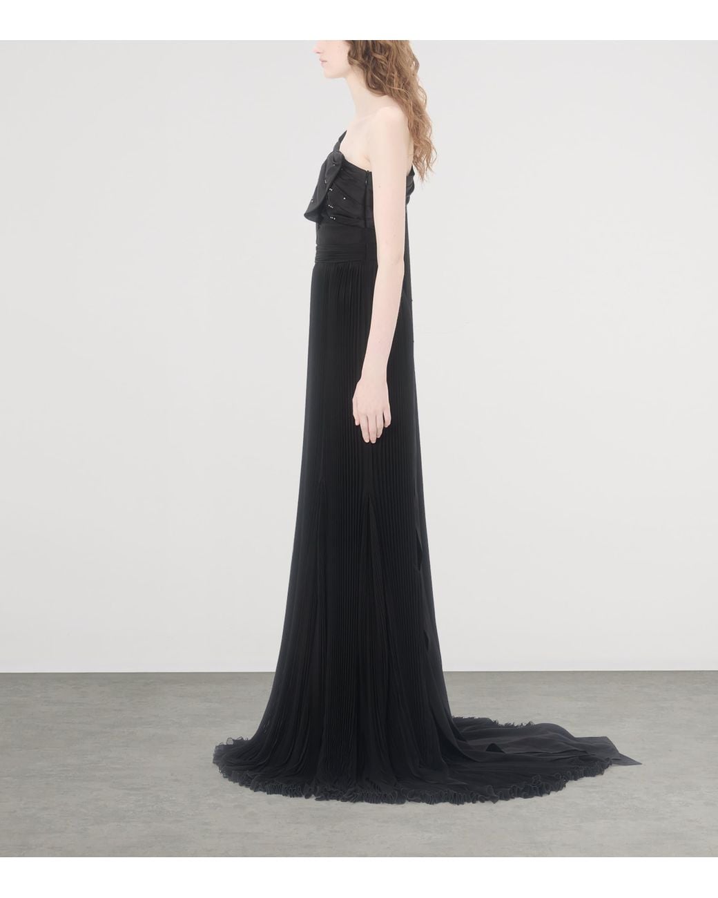 Valentino Black Silk Pleated Gown