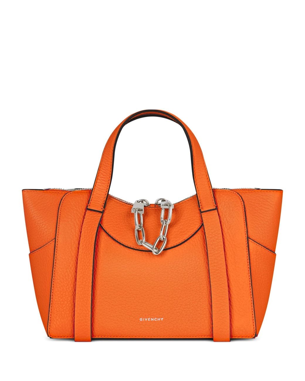 Givenchy Orange Small Leather Snatch Top-Handle Bag