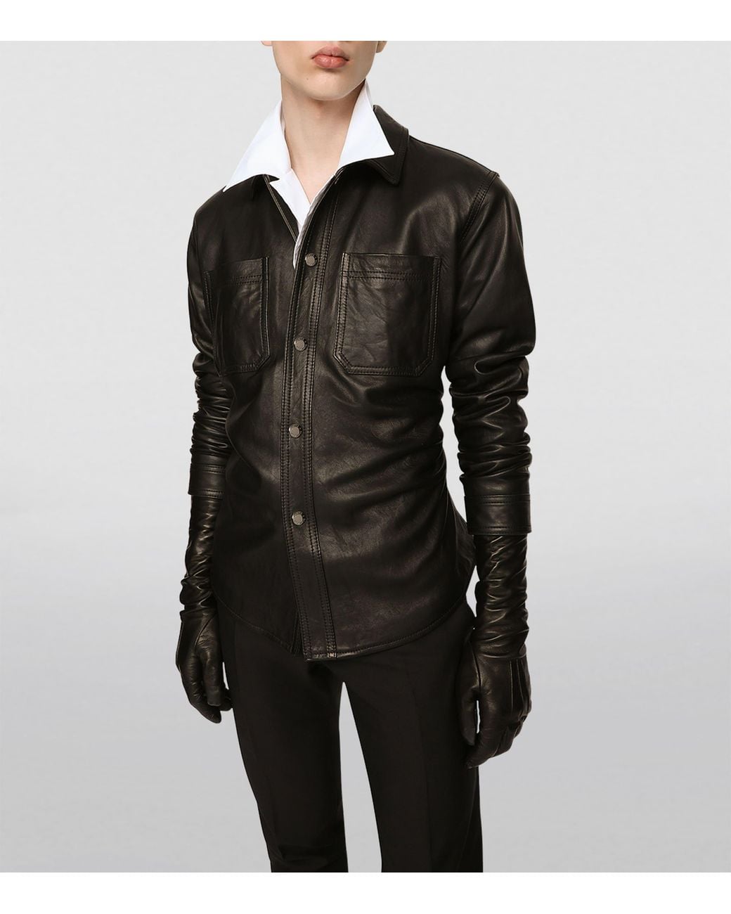 Dolce & Gabbana Black Leather Shirt for men