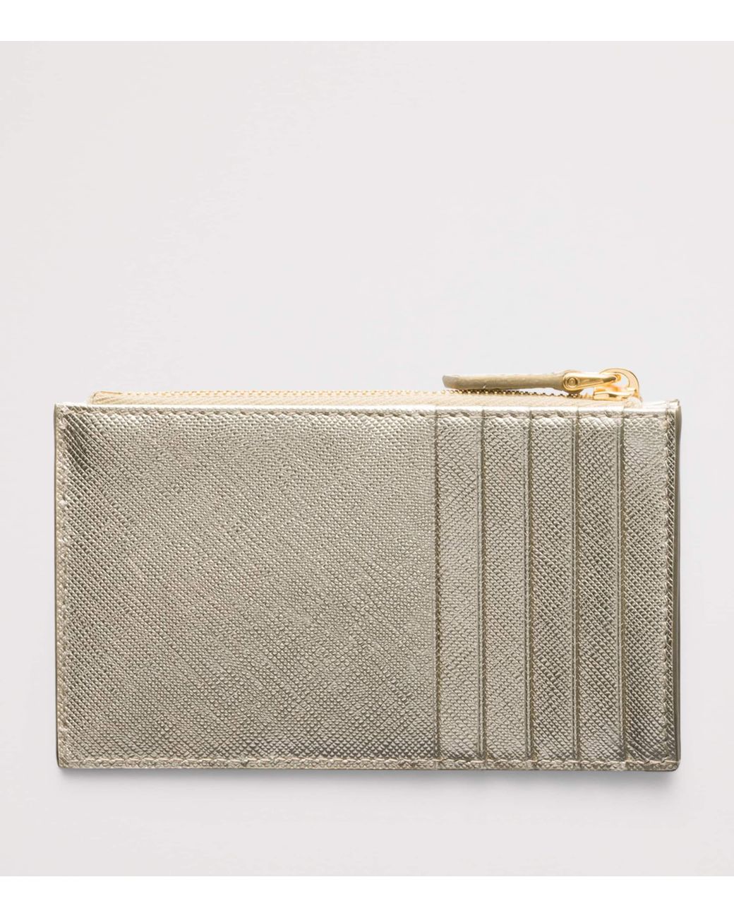 Prada Natural Saffiano Leather Zip-Up Card Holder