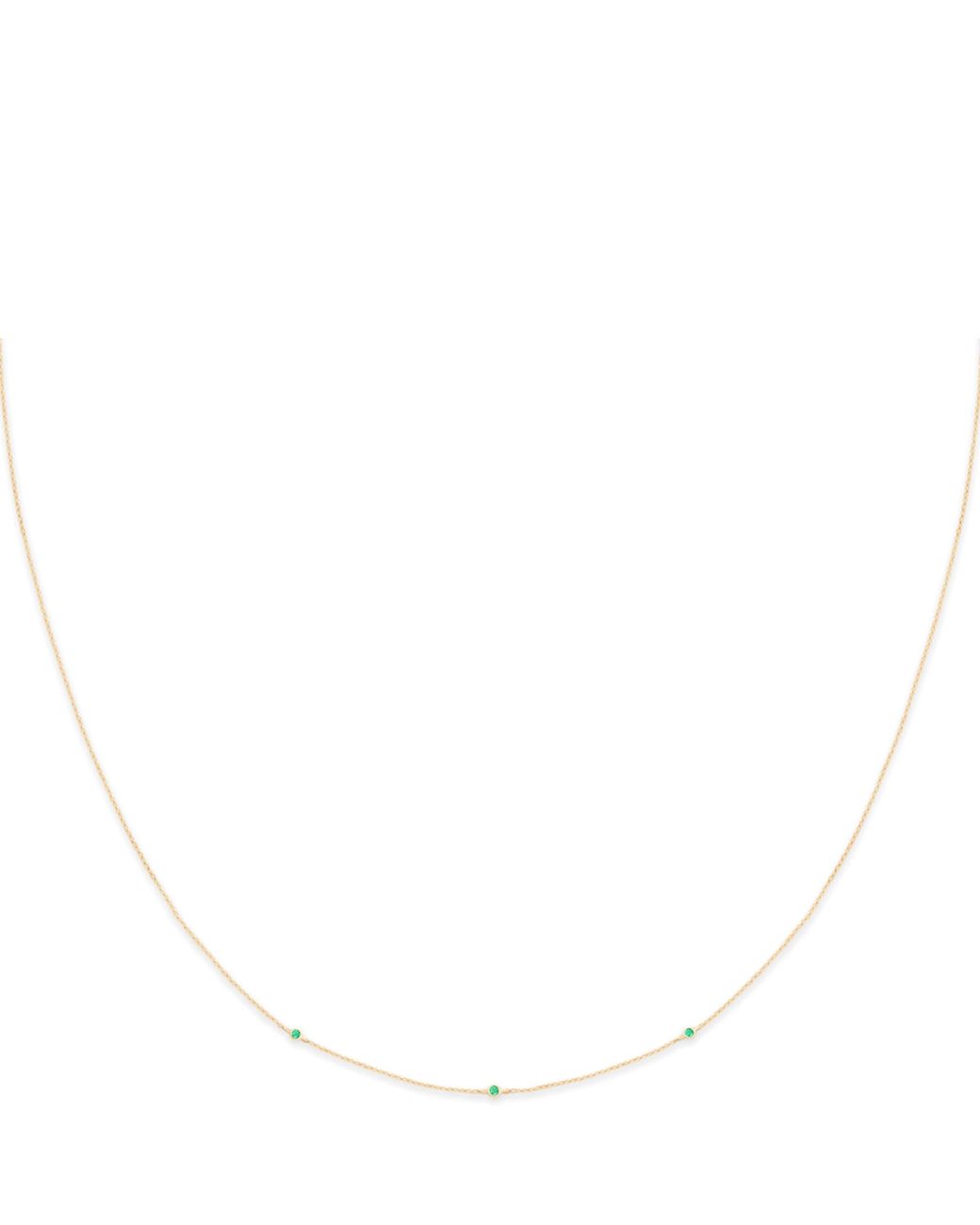 Astrid & Miyu White And Emerald Charm Necklace