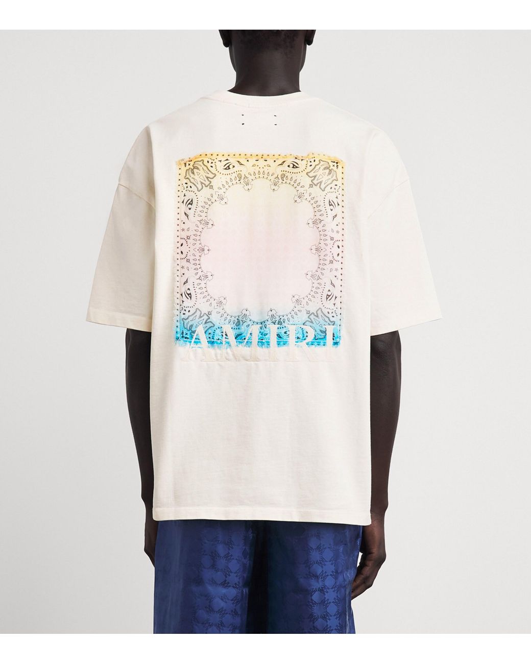 Amiri White Cotton Check Patch T-Shirt for men