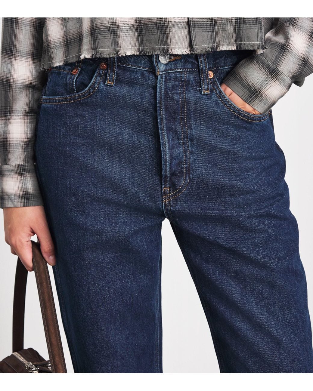 Re/done Blue Organic Cotton Loose High-Rise Jeans