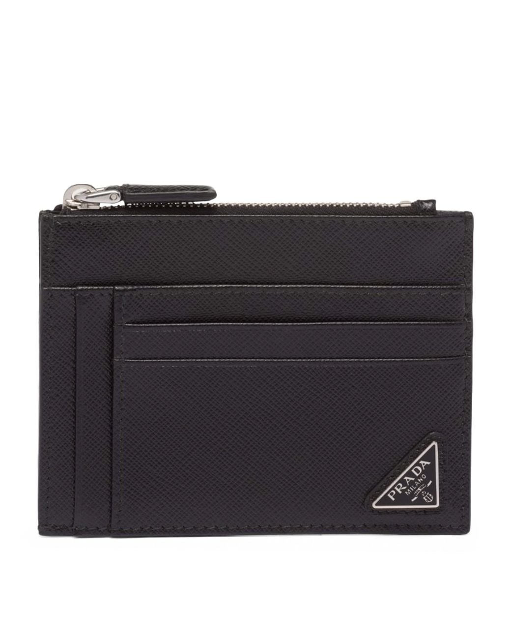 Prada Black Saffiano Leather Card Holder for men