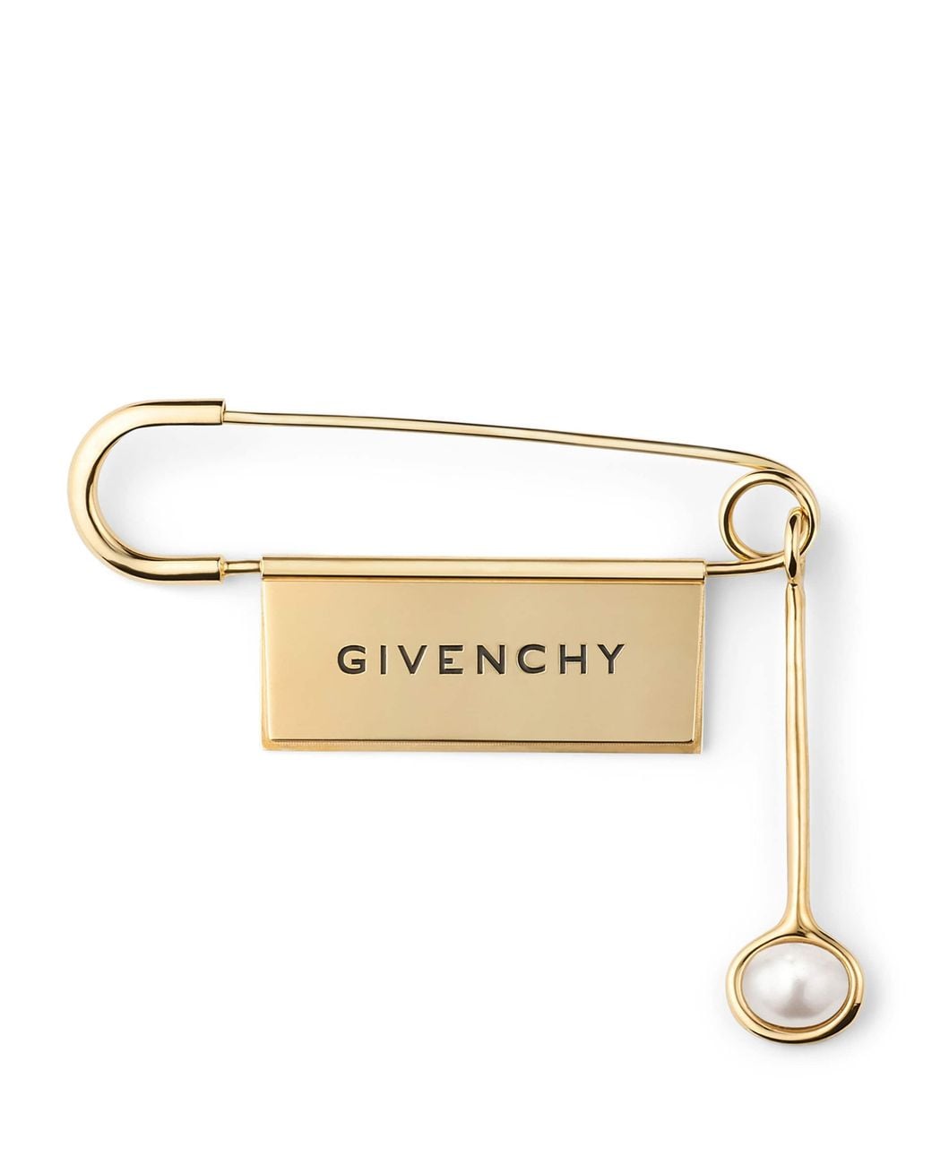 Givenchy White Safety Pin Logo Brooch for men