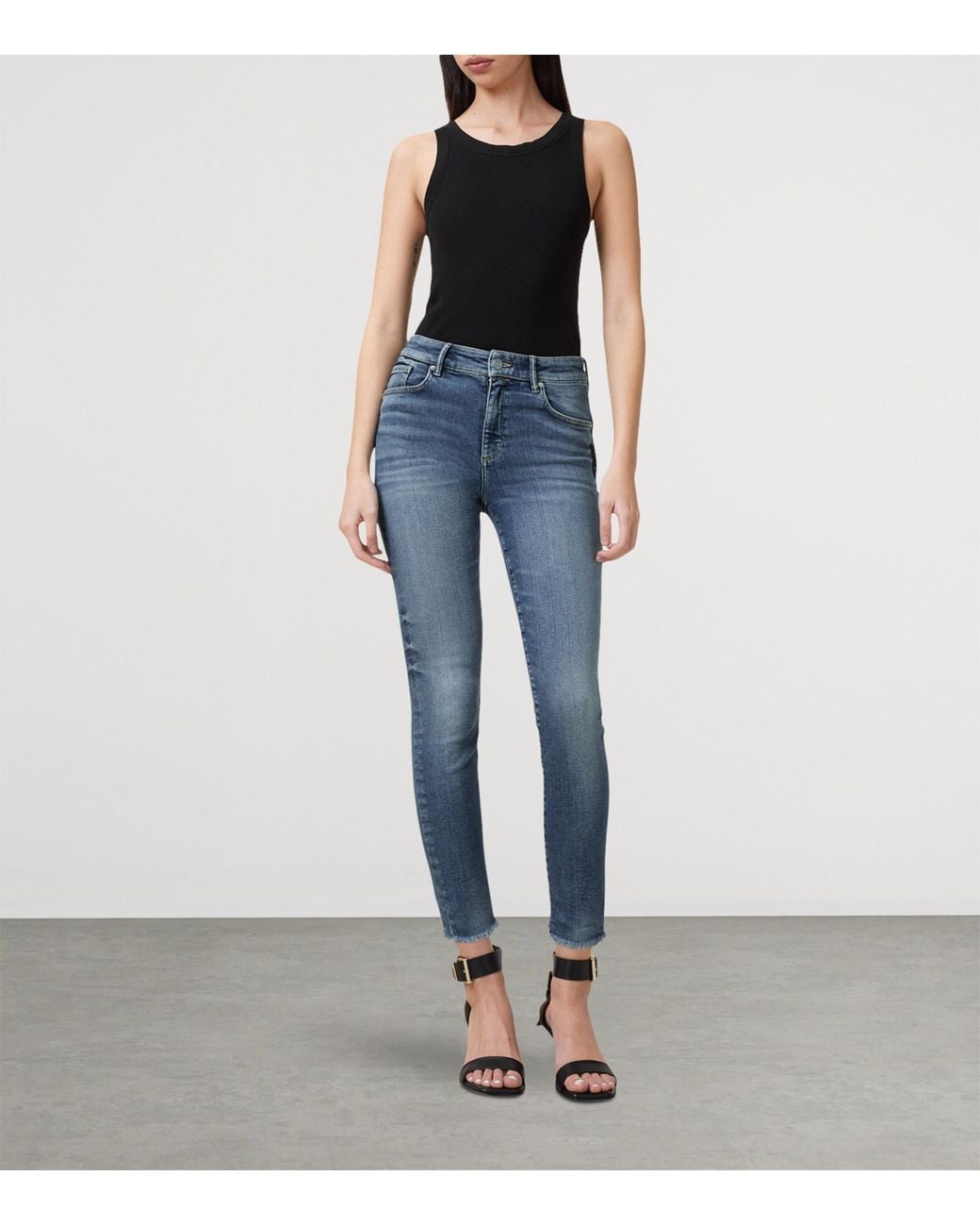 AllSaints Blue Organic Cotton-Blend Miller Push-Up Skinny Jeans