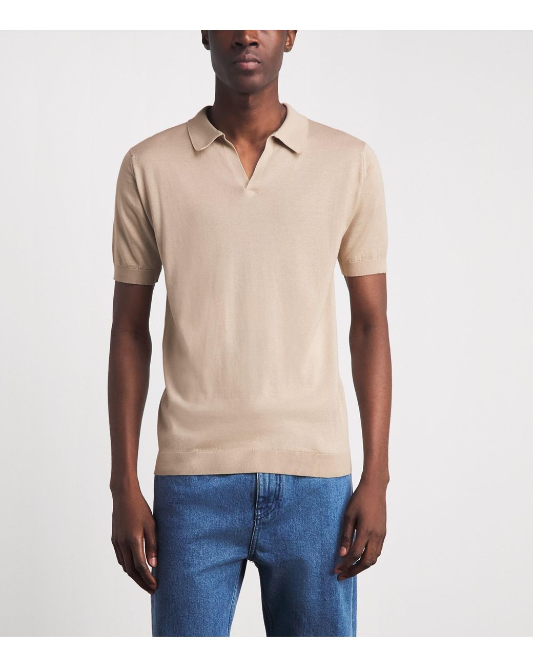 John Smedley Natural Sea Island Cotton Noah Polo Shirt for men
