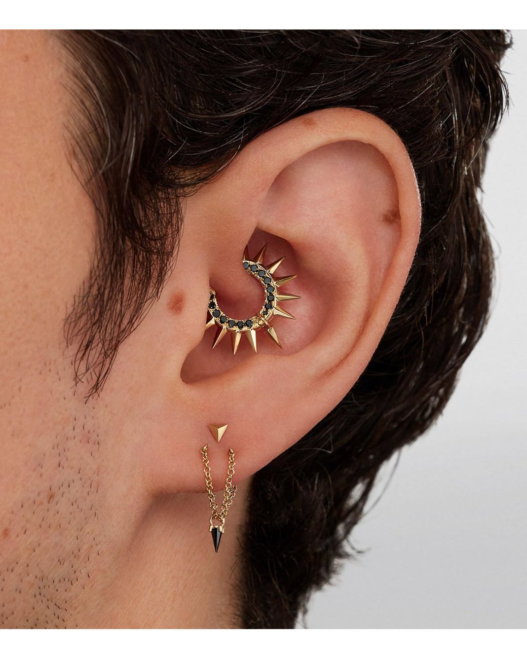 Maria Tash Metallic Diamond Metal Mohawk Hoop Earring
