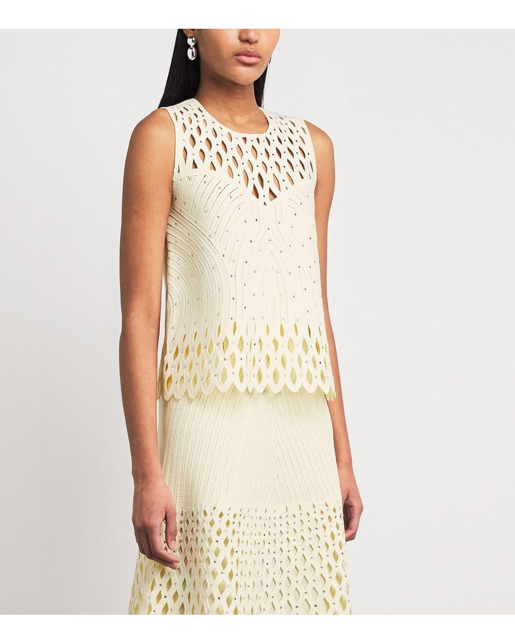 Maje Natural Embellished Crochet Top
