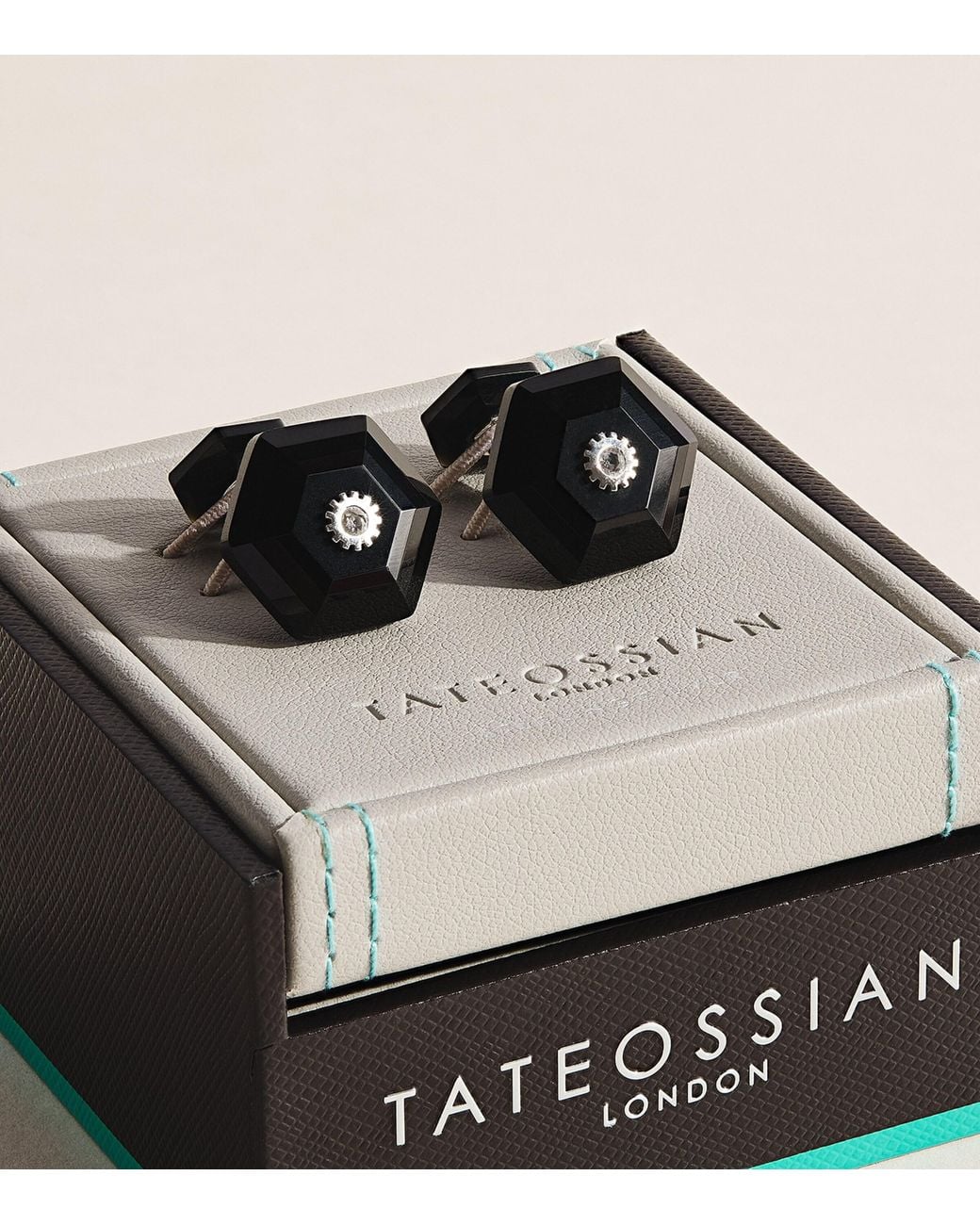 Tateossian Black Onyx And Sapphire Hexagonal Cufflinks for men