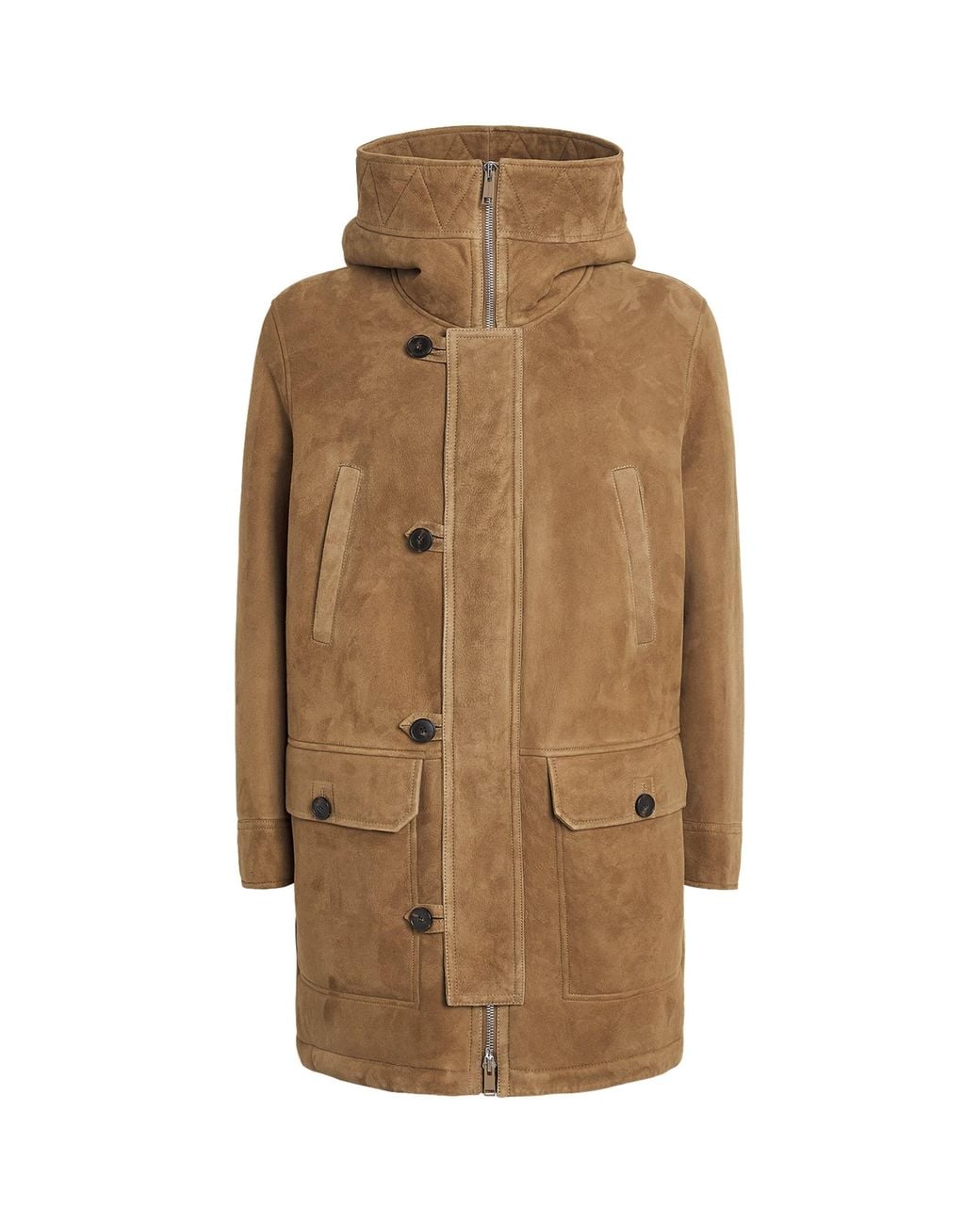 Yves Salomon Brown Suede Shearling-Lined Parka for men
