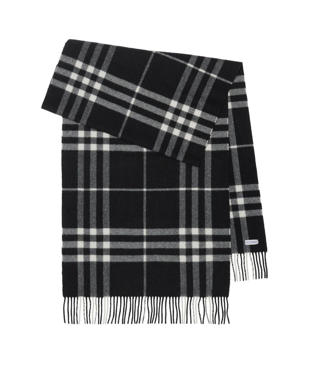 Burberry Black Cashmere Wide Check Scarf