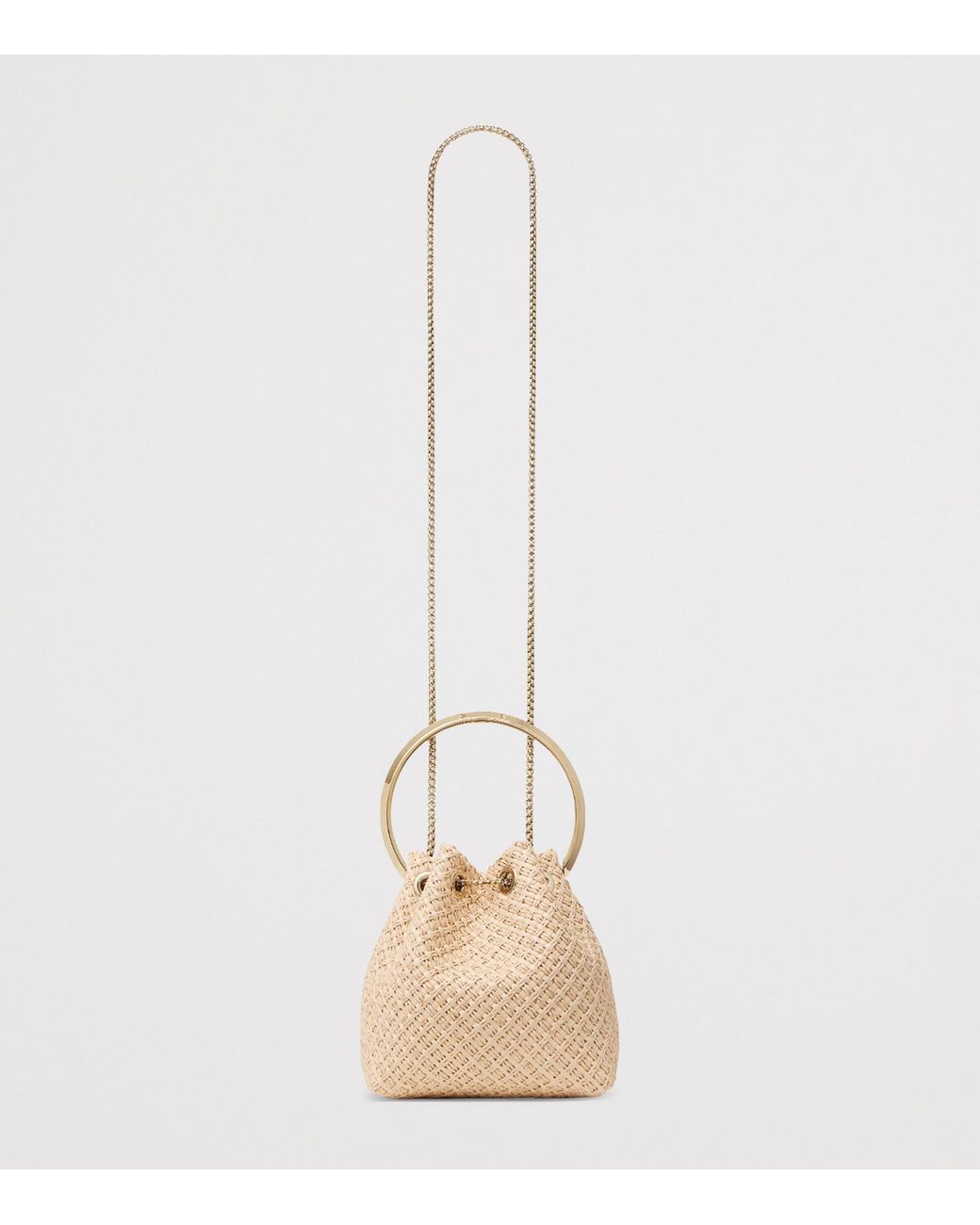 Jimmy Choo Natural Raffia Bon Bon Top-Handle Bag
