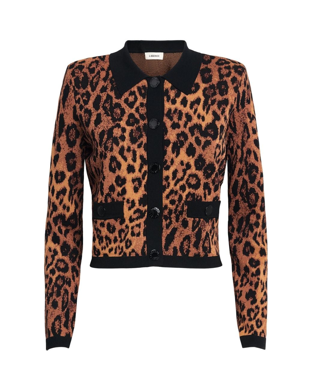 L'Agence Black Leopard Print Osiris Cardigan