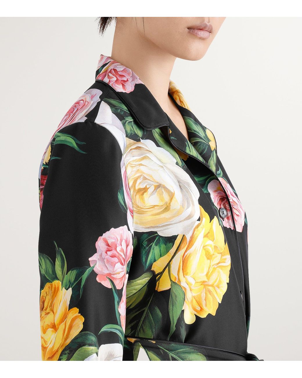 Dolce & Gabbana Black Silk Floral Shirt