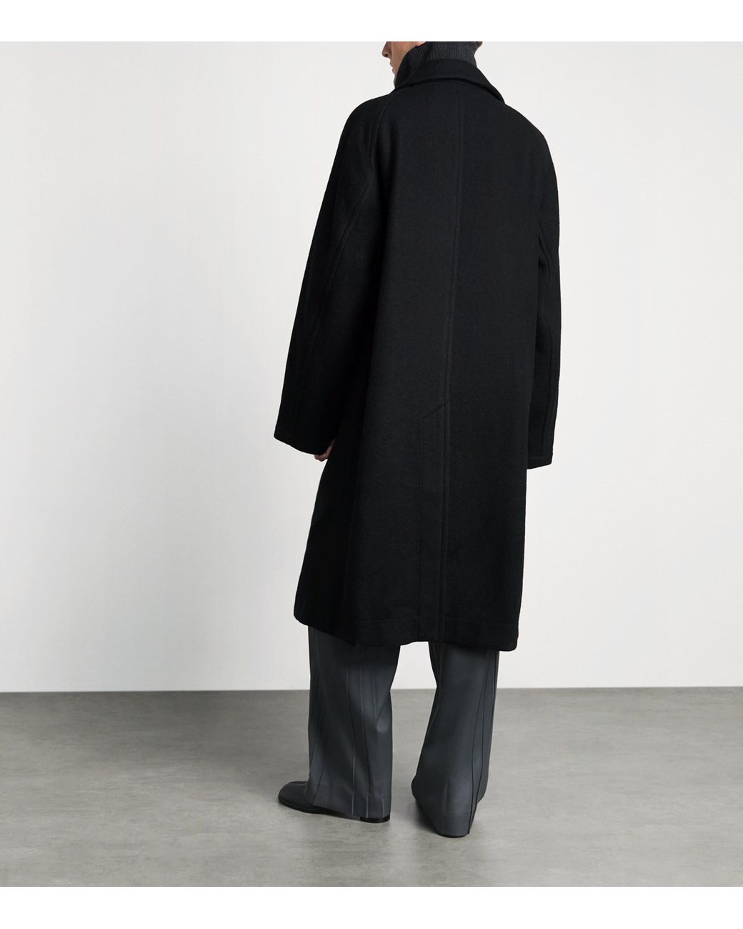 Lemaire Black Alpaca-Wool Double-Breasted Overcoat for men