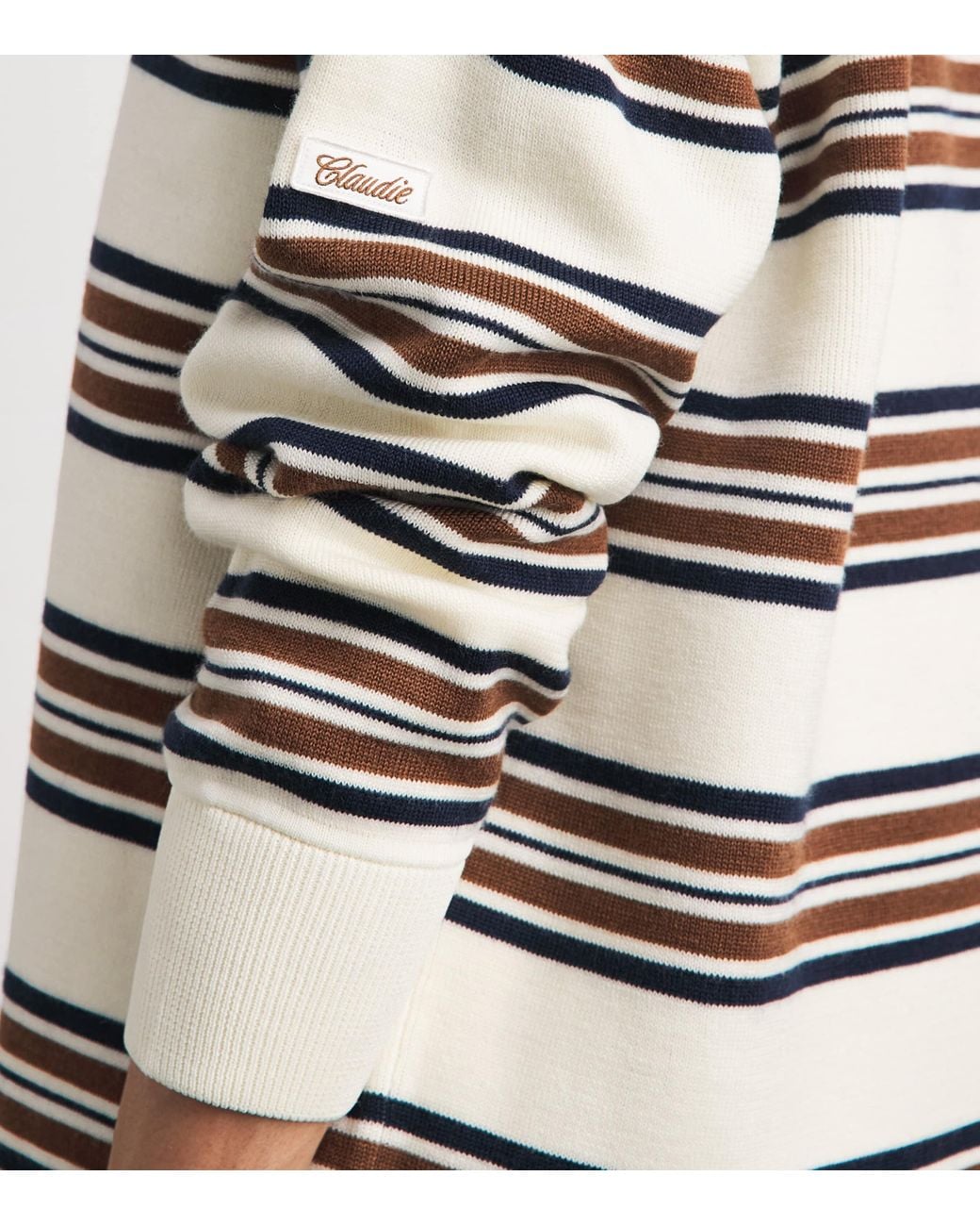 Claudie Pierlot White Ruffled-Collar Rugby Polo Sweater
