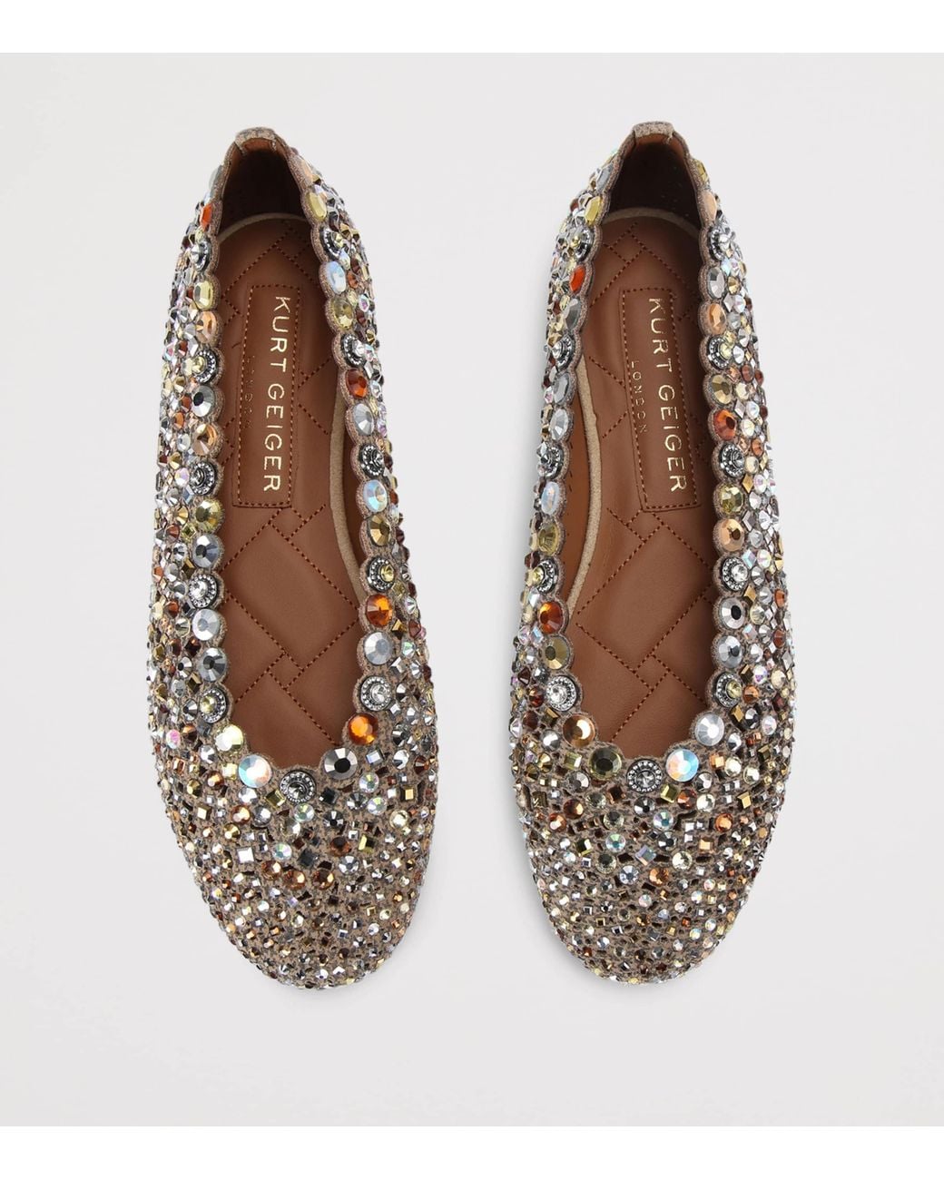 Kurt Geiger Brown Jewel Perforated Ballet Flats