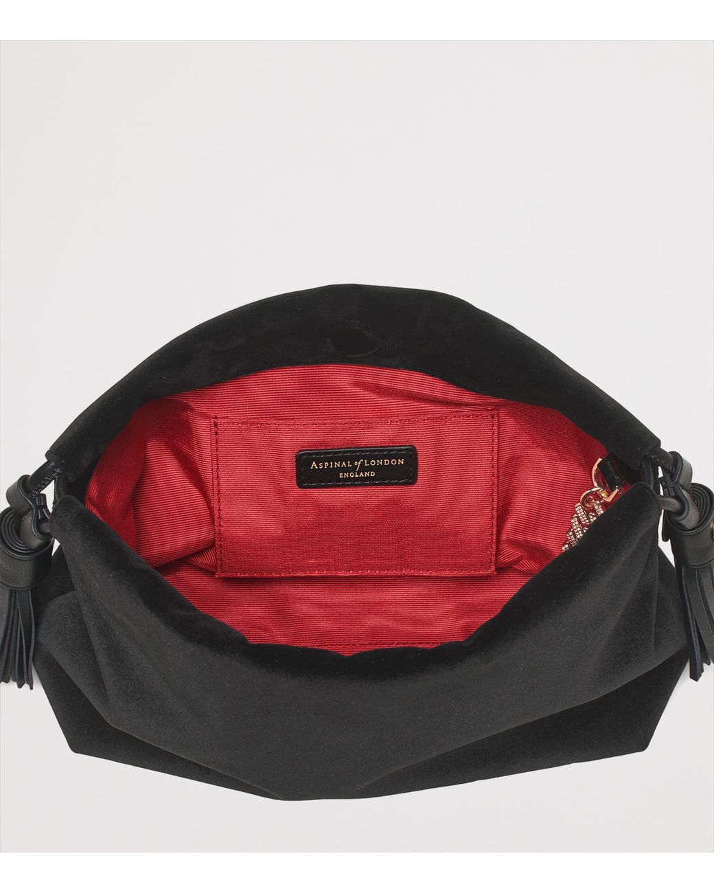 Aspinal Black Velvet Freida Top-Handle Bag