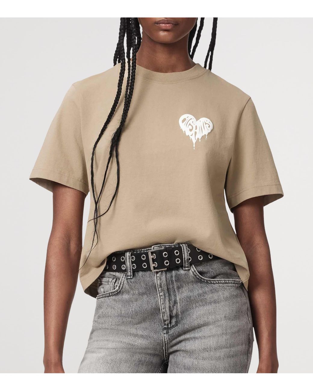 AllSaints Natural Organic Cotton Lisa Trip Logo T-Shirt