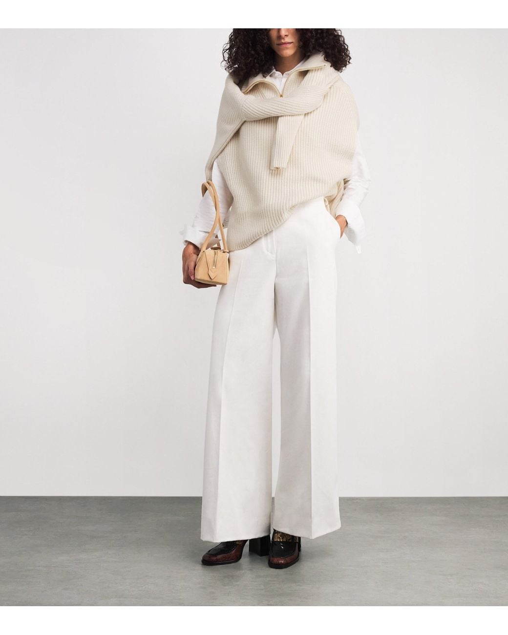 Joseph White Cashmere-Blend Ribed Raffet Sweater