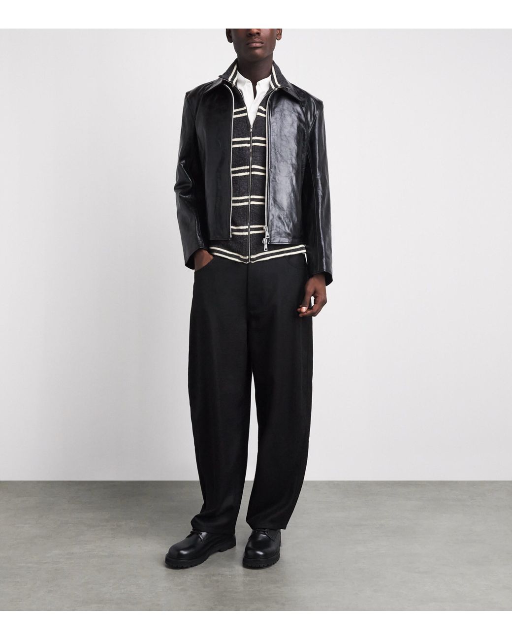 LE17SEPTEMBRE Black Wool Barrel-Leg Trousers for men