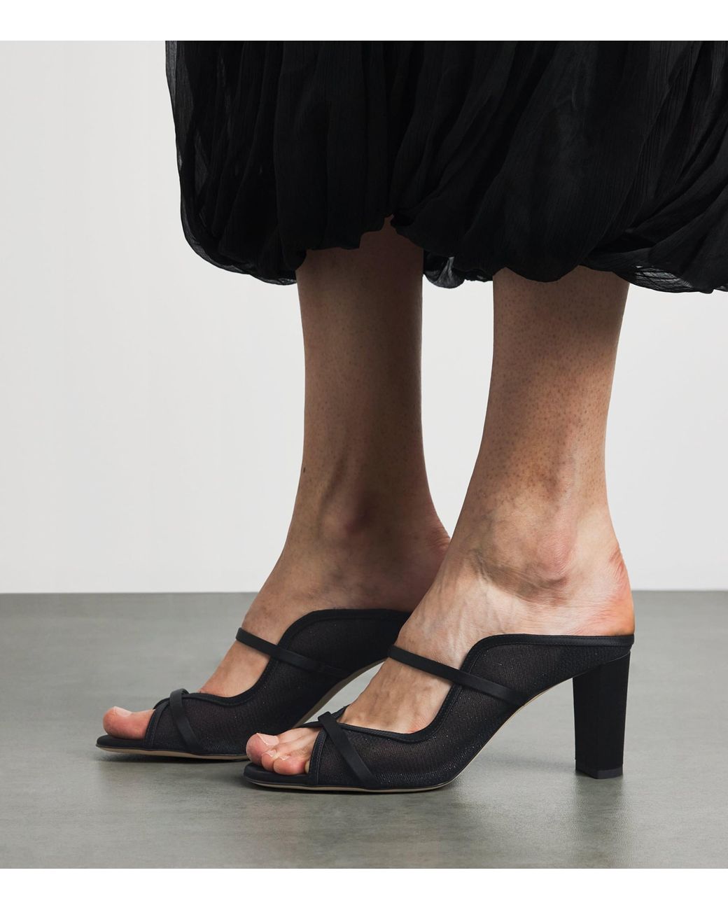 Malone Souliers Black Mesh Norah Heeled Sandals 70