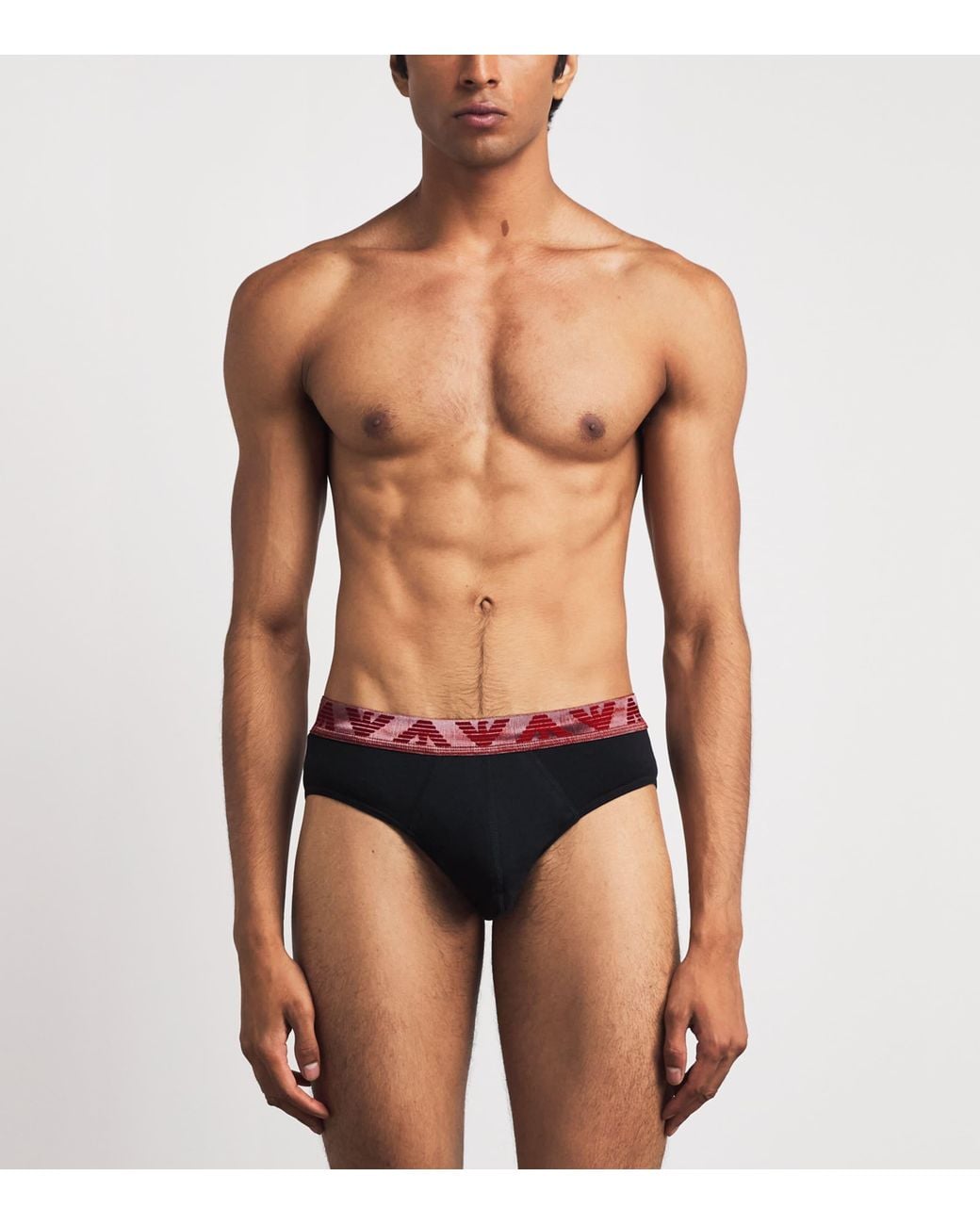 Emporio Armani Black Stretch-Cotton Logo Briefs for men